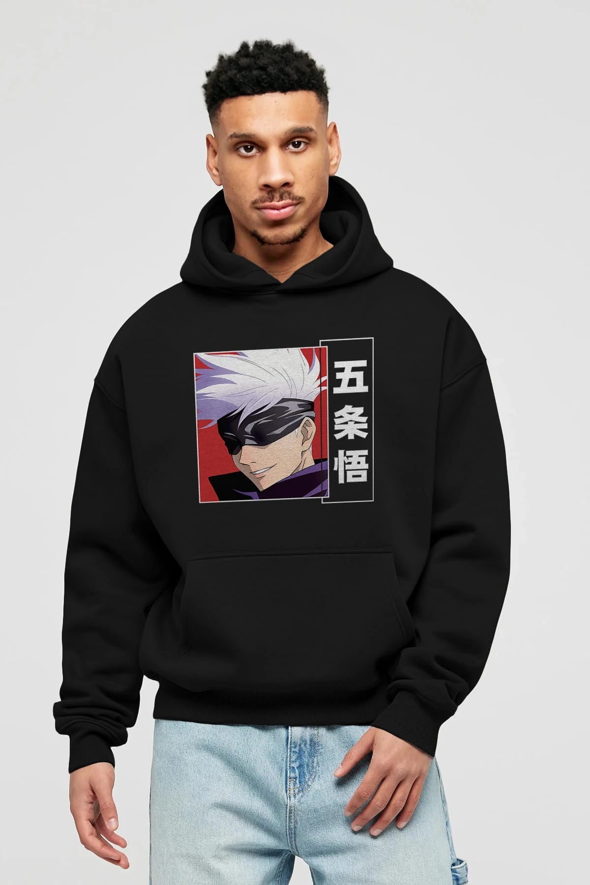 SATORU GOJO Anime Ön Baskılı Hoodie Oversize Kapüşonlu Sweatshirt Erkek Kadın Unisex