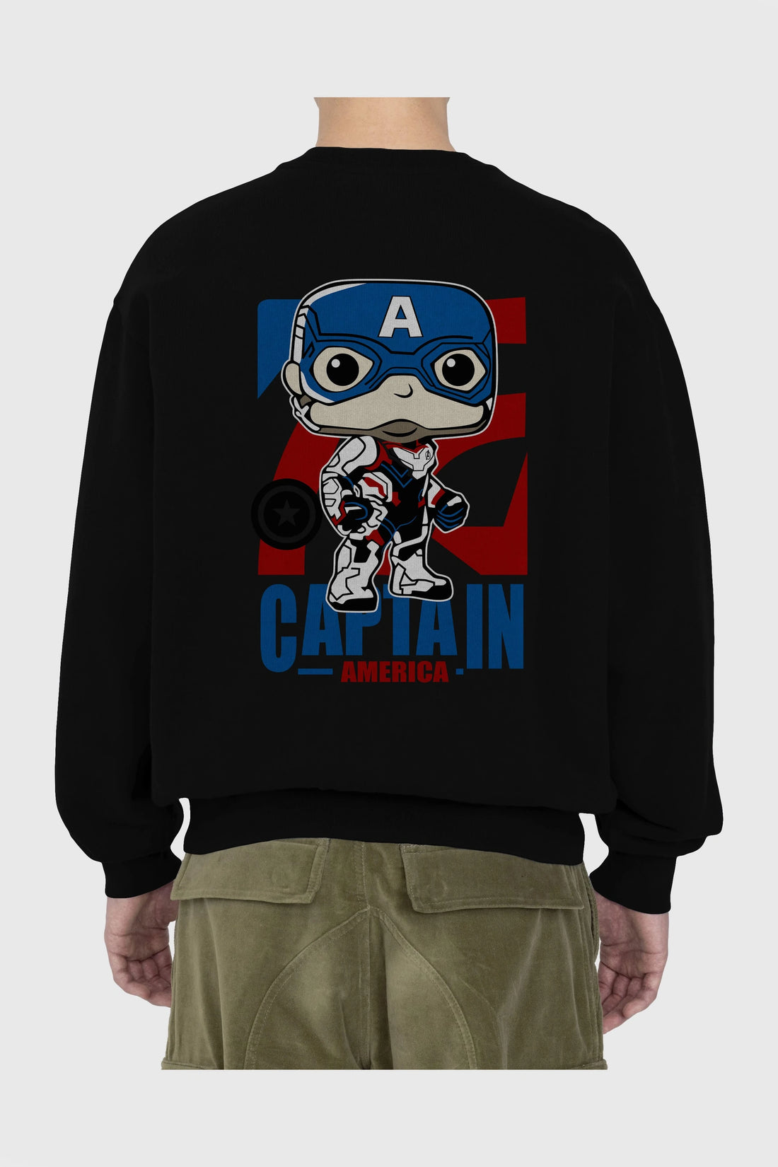Captain America Arka Baskılı Oversize Sweatshirt Erkek Kadın Unisex