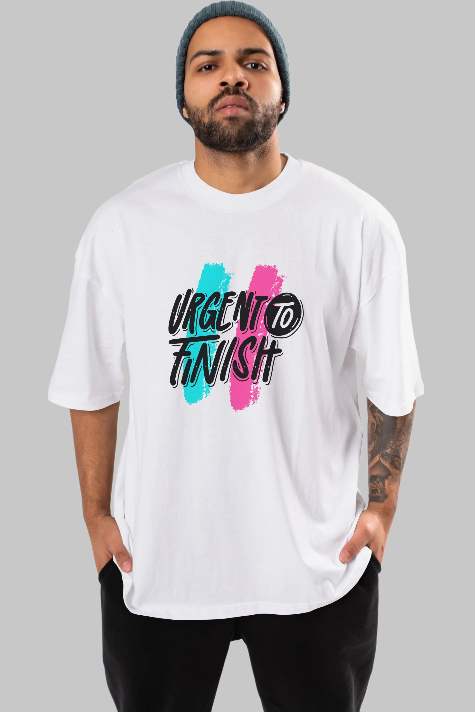Urgent To Finish Ön Baskılı Oversize t-shirt Erkek Kadın Unisex