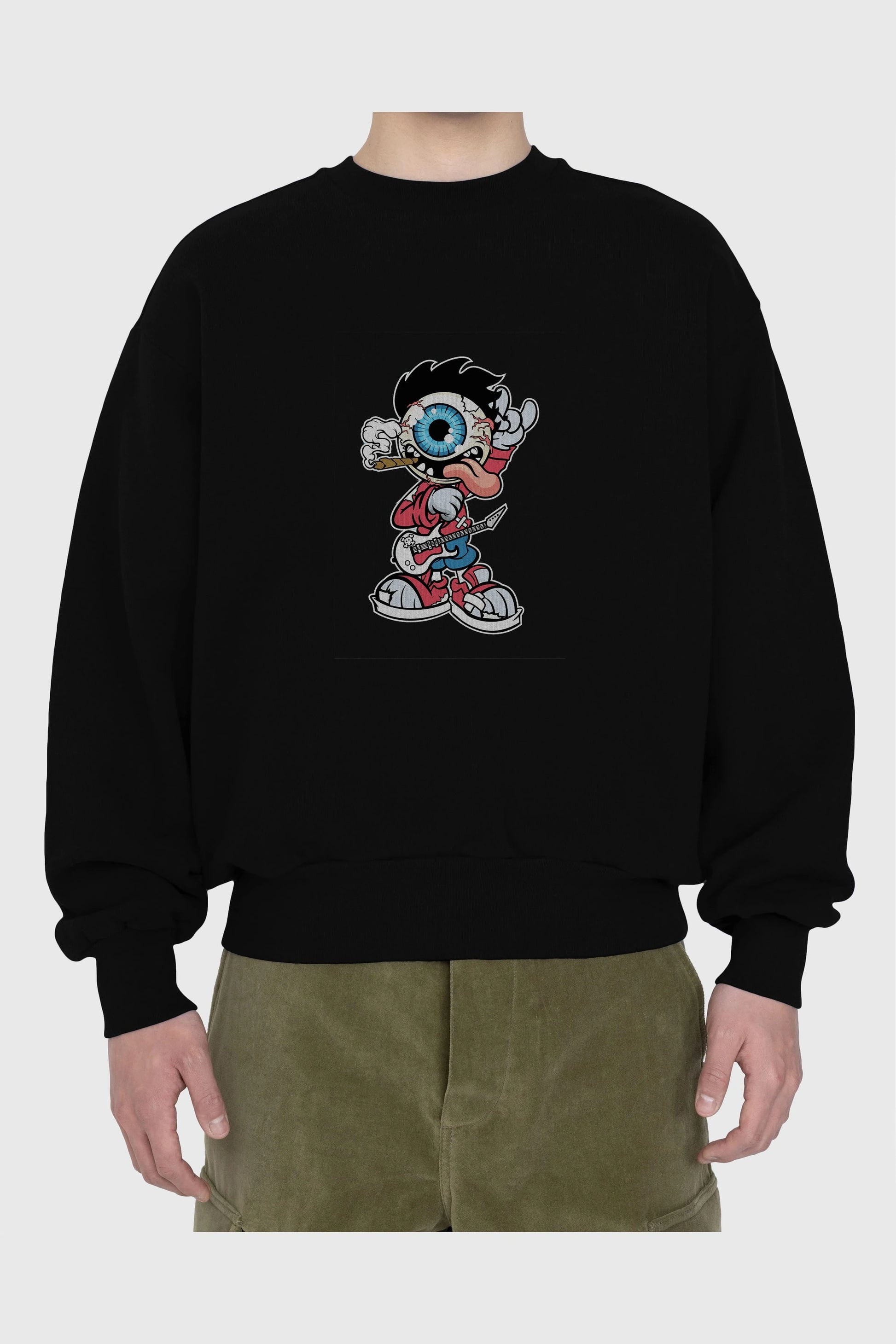 Eyeball Rockstar Ön Baskılı Oversize Sweatshirt Erkek Kadın Unisex