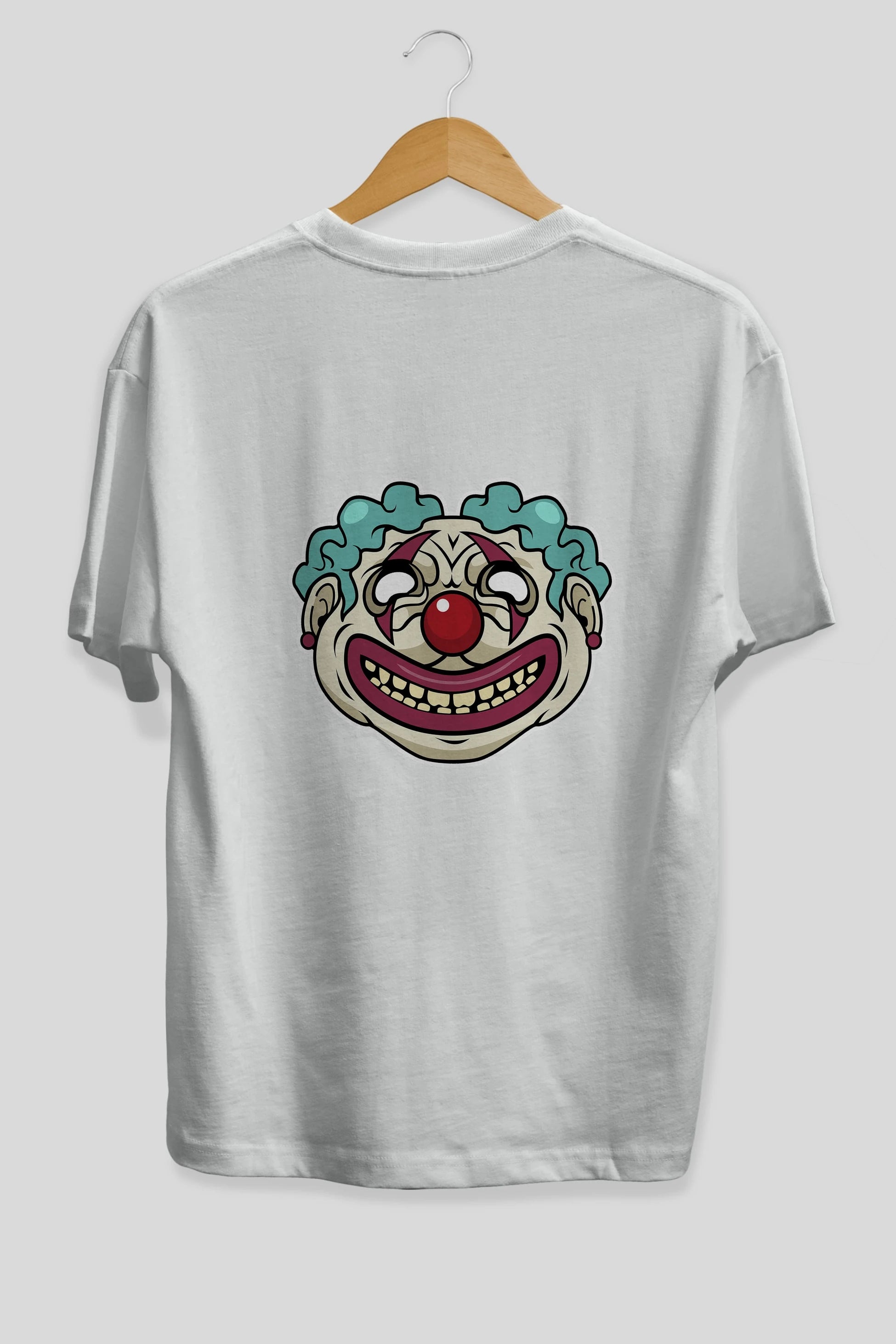 Clown Head Arka Baskılı Oversize t-shirt Erkek Kadın Unisex %100 Pamuk tişort