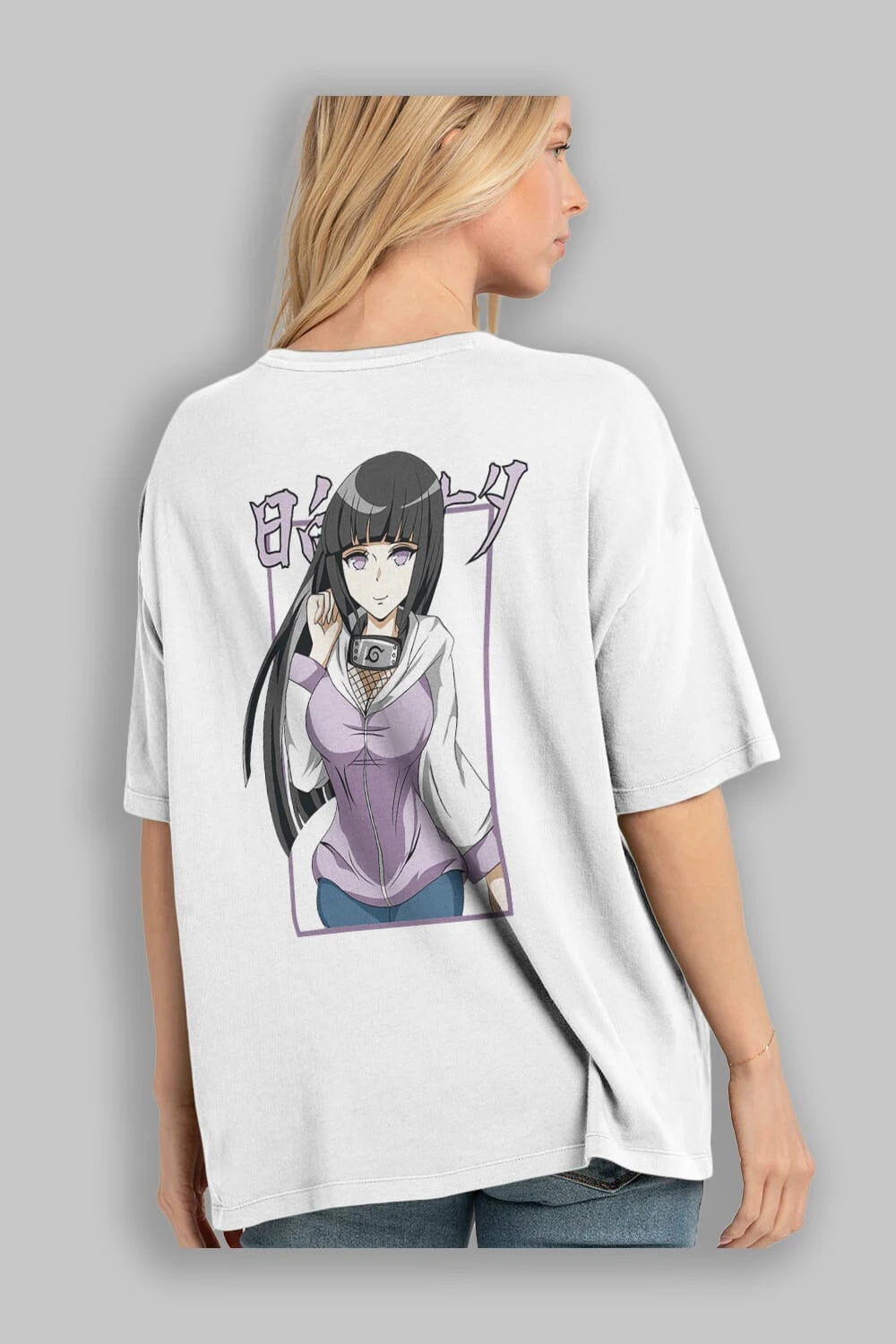 Hinata NARUTO Anime Arka Baskılı Oversize t-shirt Erkek Kadın Unisex