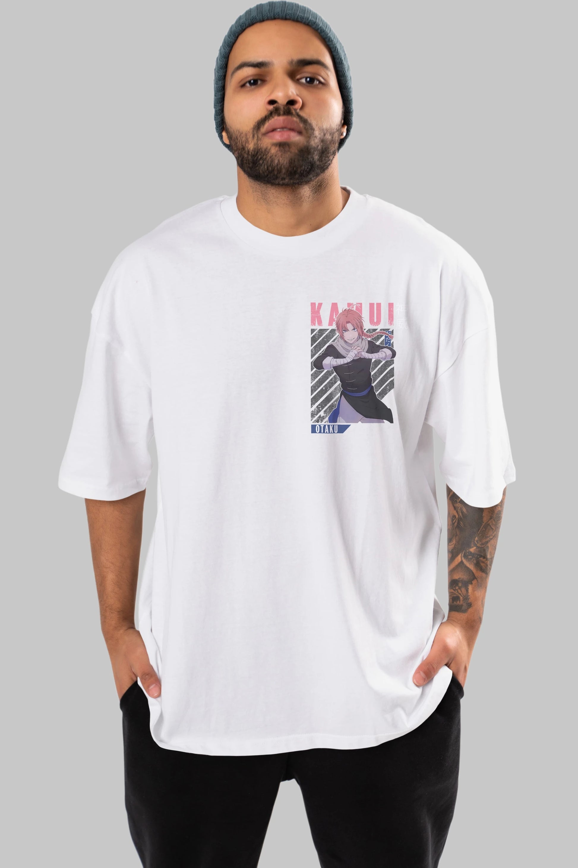 Kamui GINTAMA Ön Sol Baskılı Oversize t-shirt Erkek Kadın Unisex %100 Pamuk Bisiklet Yaka tişort