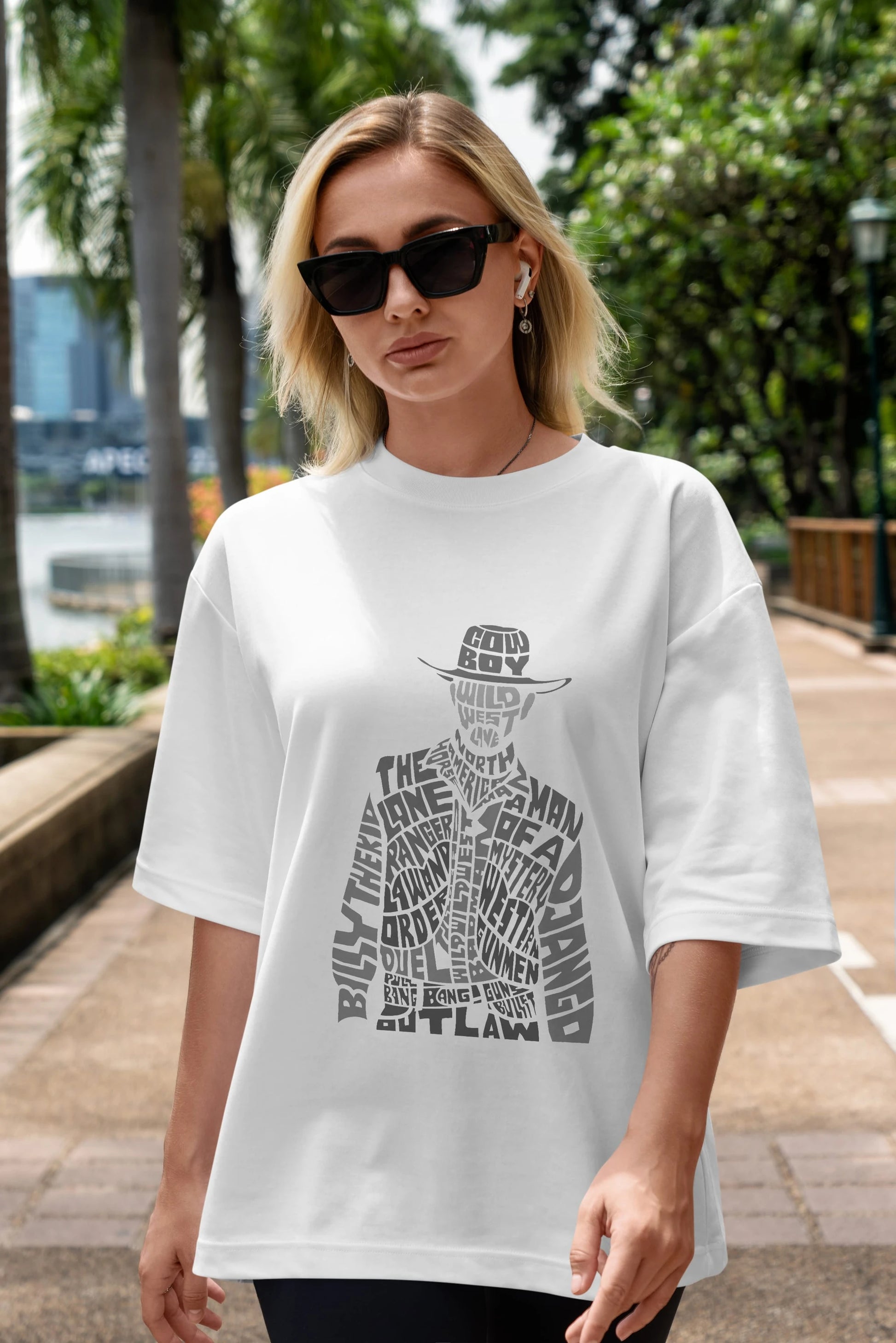 Cowboy Ön Baskılı Oversize t-shirt %100 pamuk Erkek Kadın Unisex
