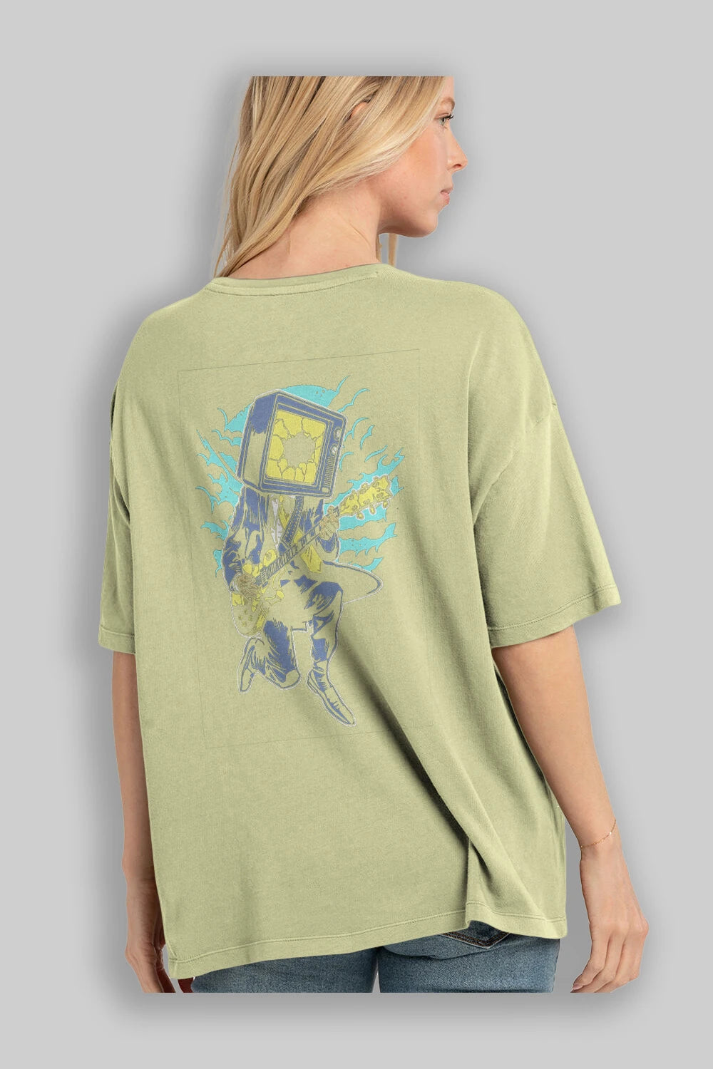 Death Rock Arka Baskılı Oversize t-shirt Erkek Kadın Unisex %100 Pamuk