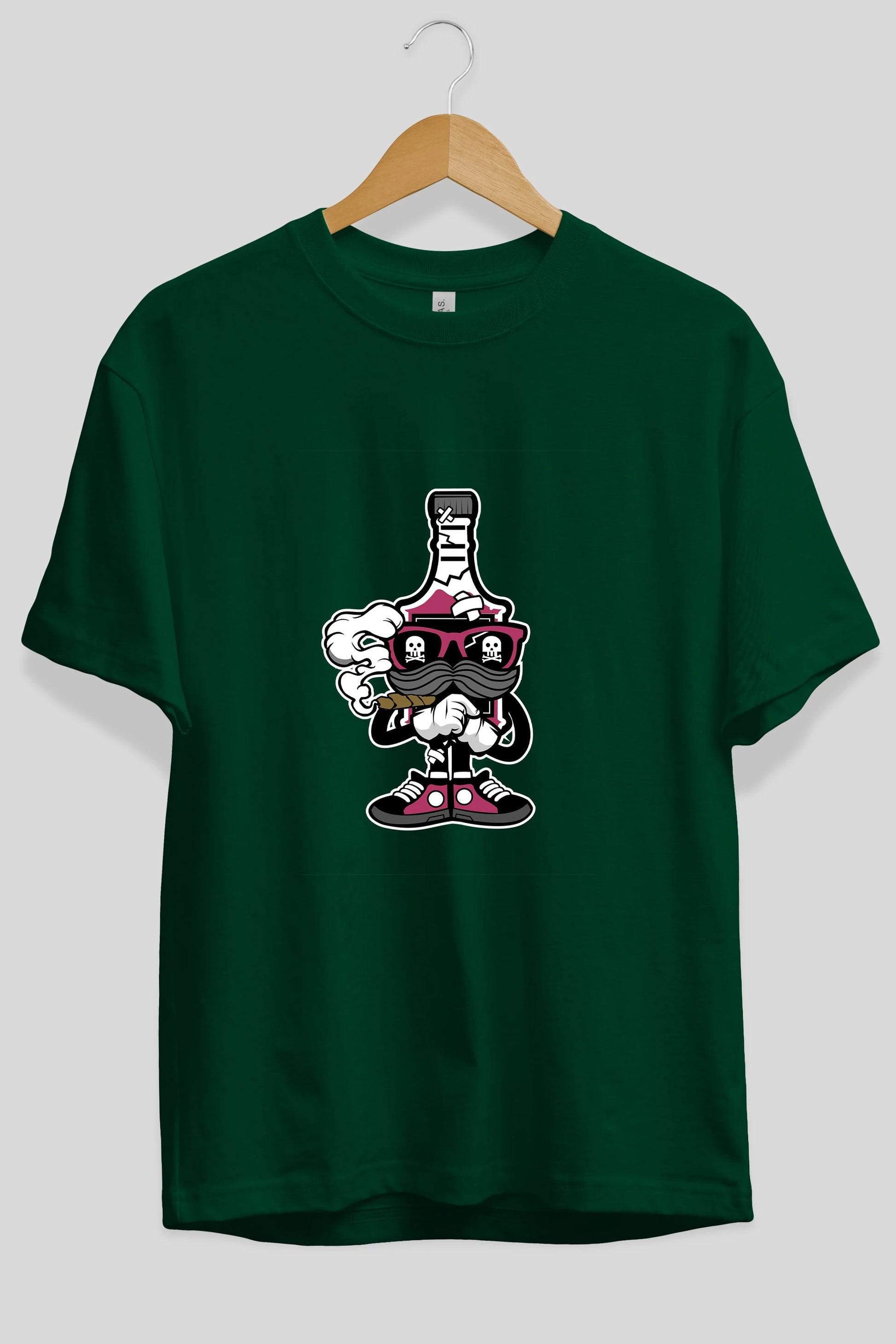 Vodka Bottle Ön Baskılı Oversize t-shirt Erkek Kadın Unisex %100 Pamuk tişort
