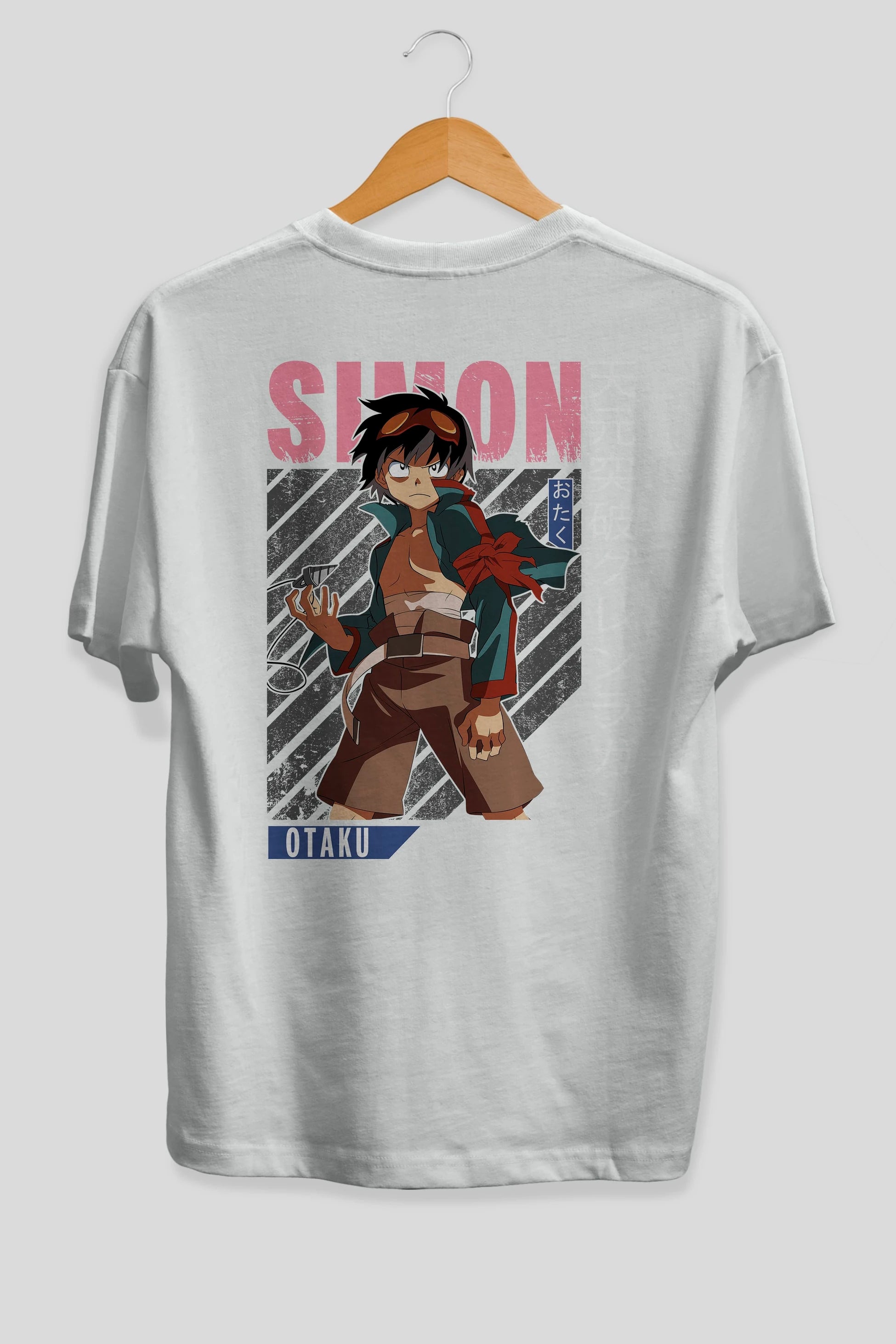 Simon 5 Anime Arka Baskılı Oversize t-shirt Erkek Kadın Unisex