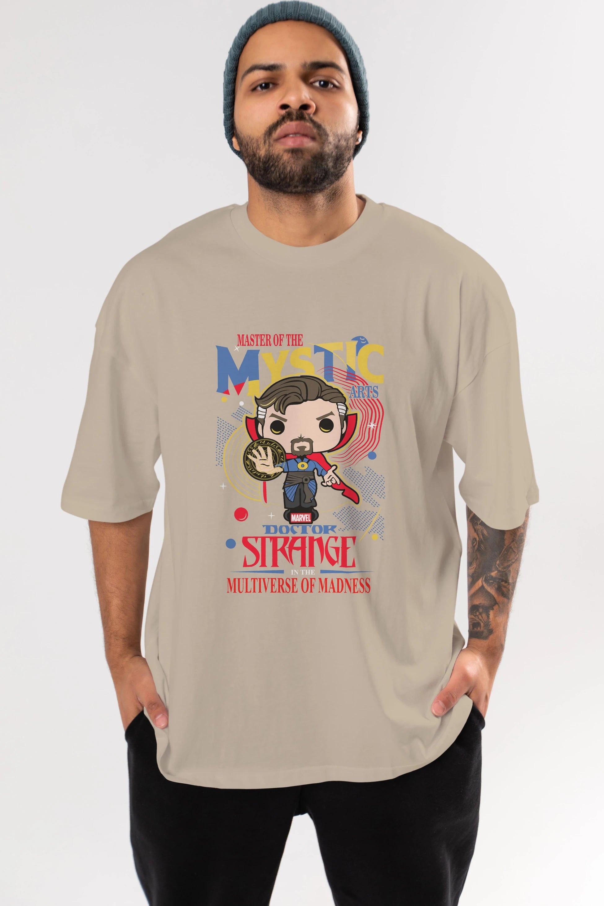 Doctor Strange Ön Baskılı Oversize t-shirt Erkek Kadın Unisex %100 Pamuk Bisiklet Yaka tişort
