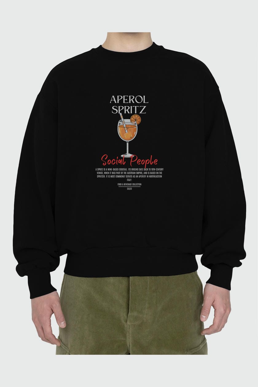 Aperol Spritz ön Baskılı Oversize Sweatshirt Erkek Kadın Unisex