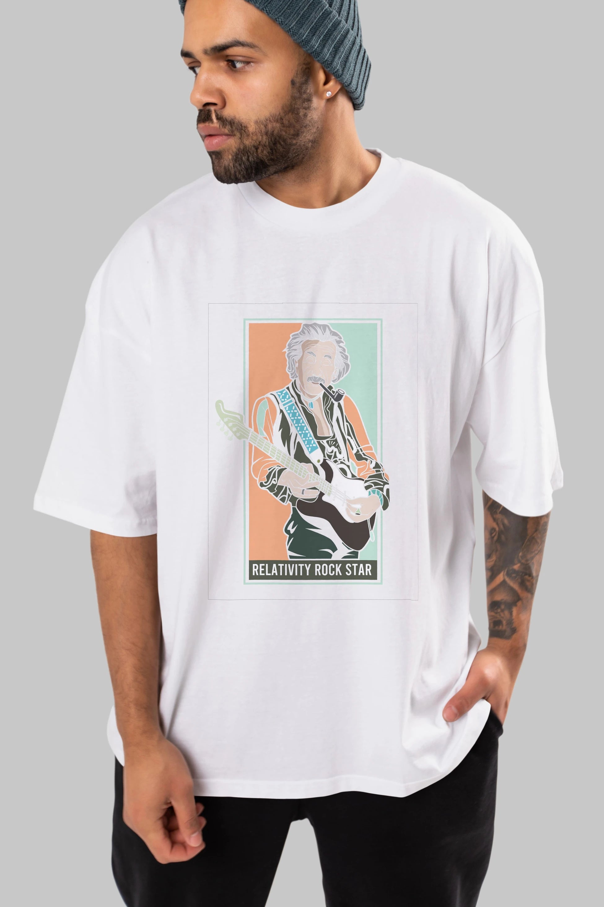 Jimmy Einstein Ön Baskılı Oversize t-shirt Erkek Kadın Unisex %100 Pamuk tişort