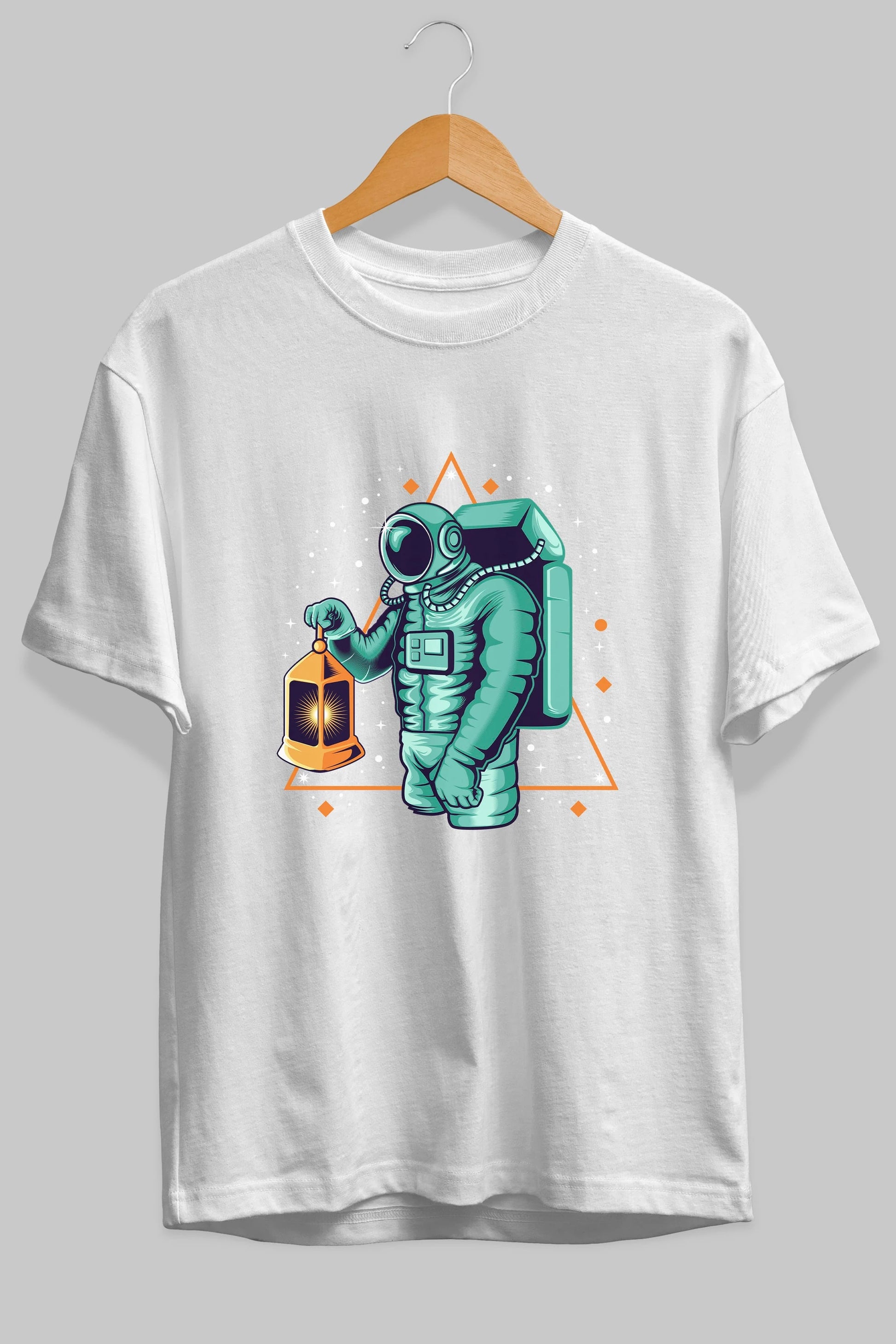 Astronaut Lantern Ön Baskılı Oversize t-shirt Erkek Kadın Unisex