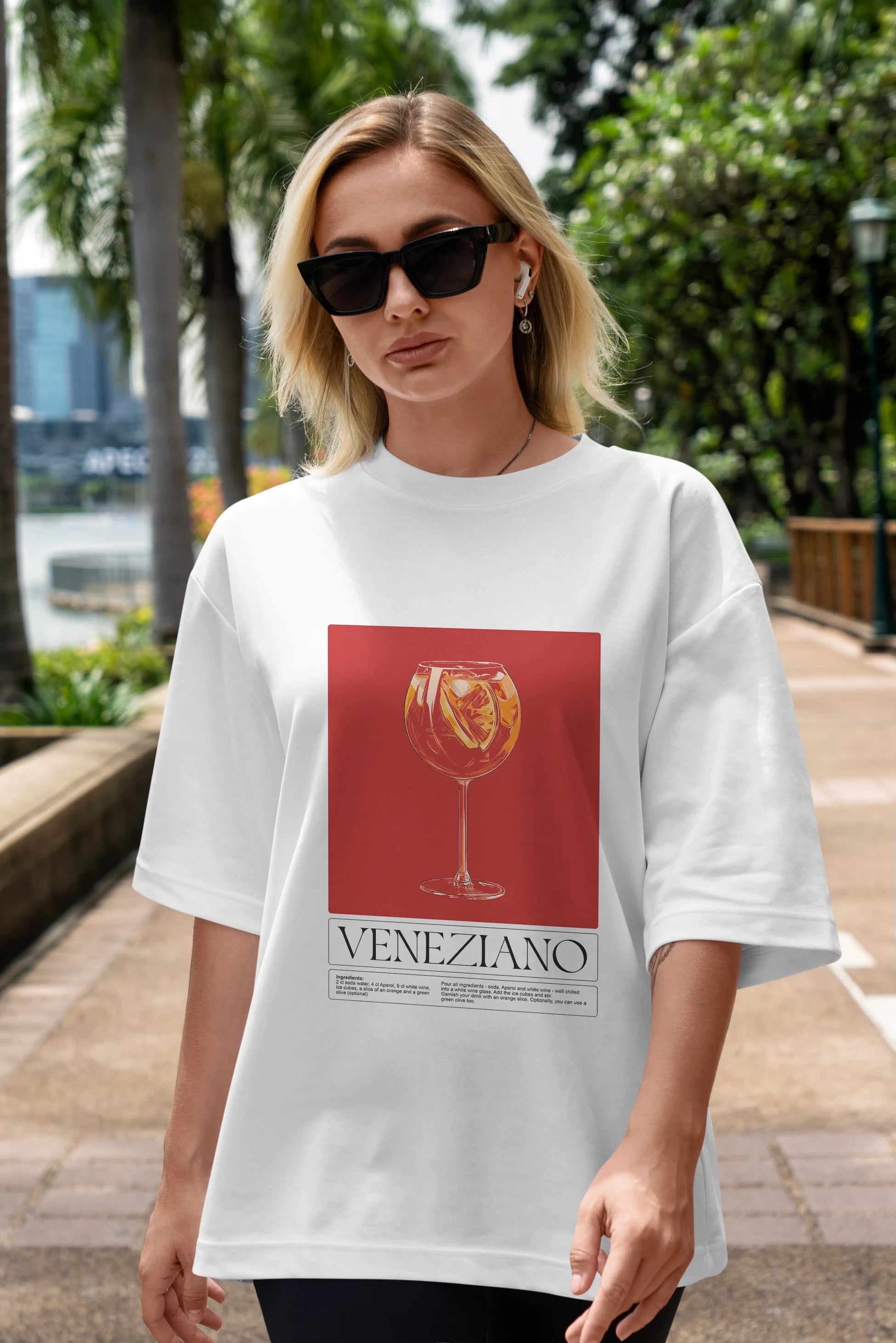 Veneziano Ön Baskılı Oversize t-shirt Erkek Kadın Unisex %100 Pamuk Bisiklet Yaka tişort
