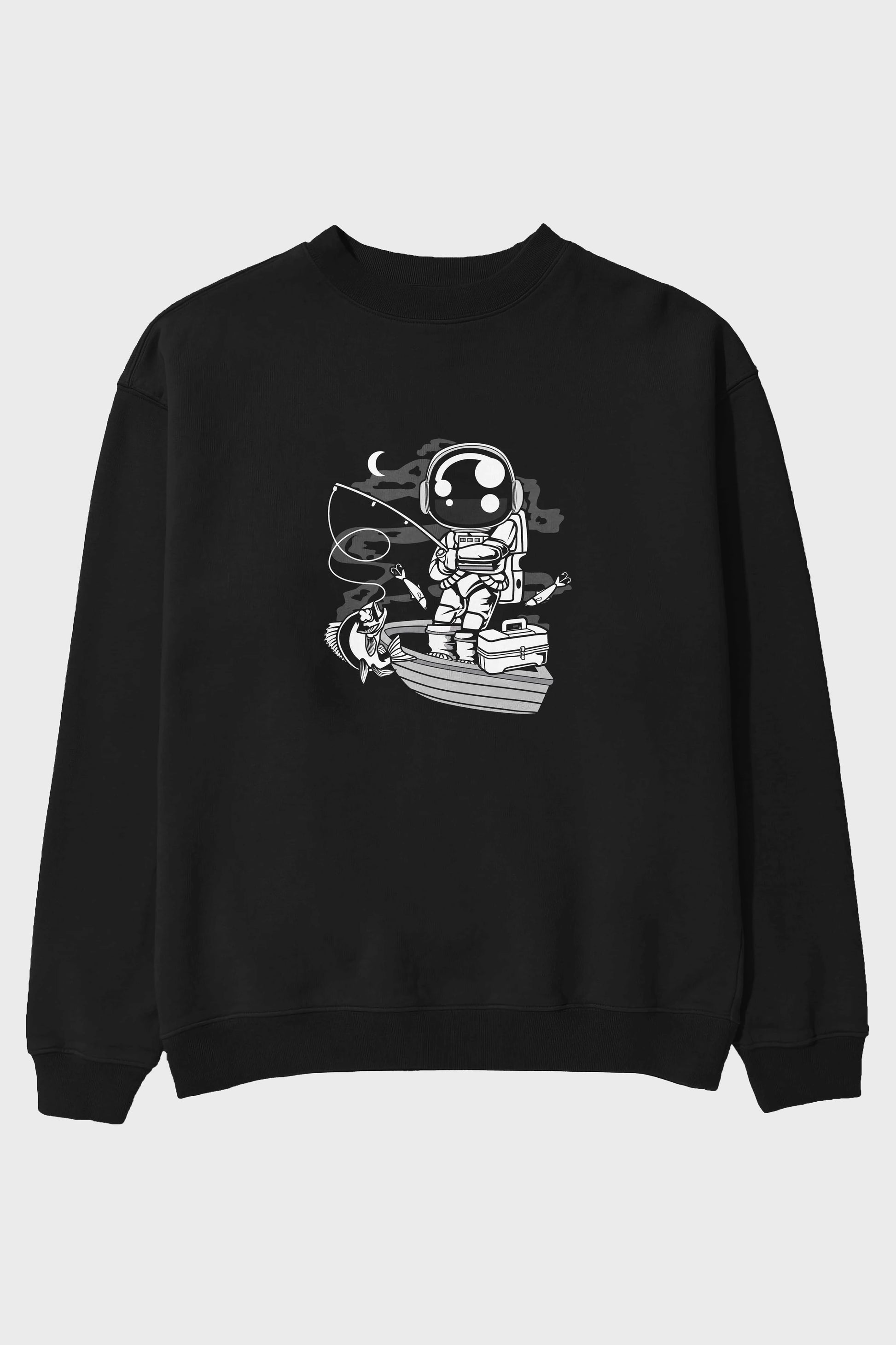 Astronaut Fisherman Ön Baskılı Oversize Sweatshirt Erkek Kadın Unisex