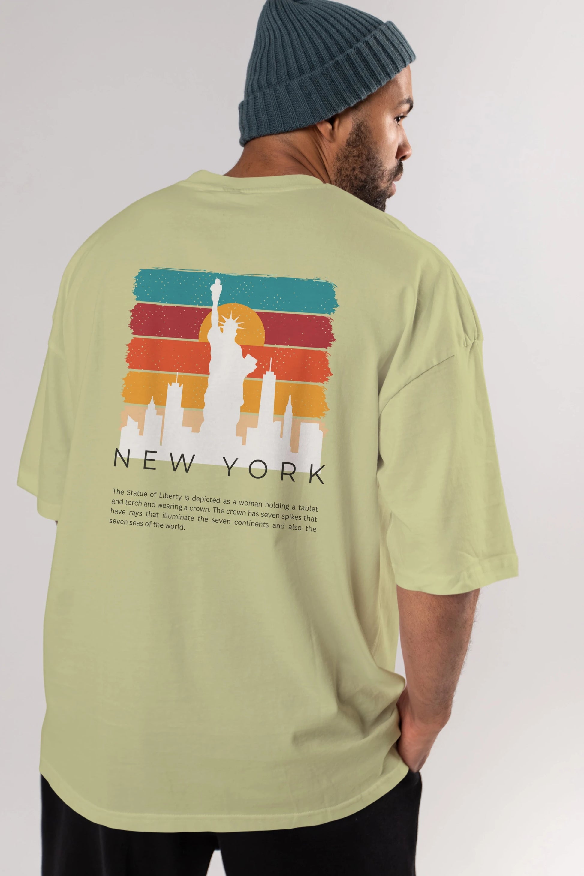New York Yazılı Arka Baskılı Oversize t-shirt Erkek Kadın Unisex