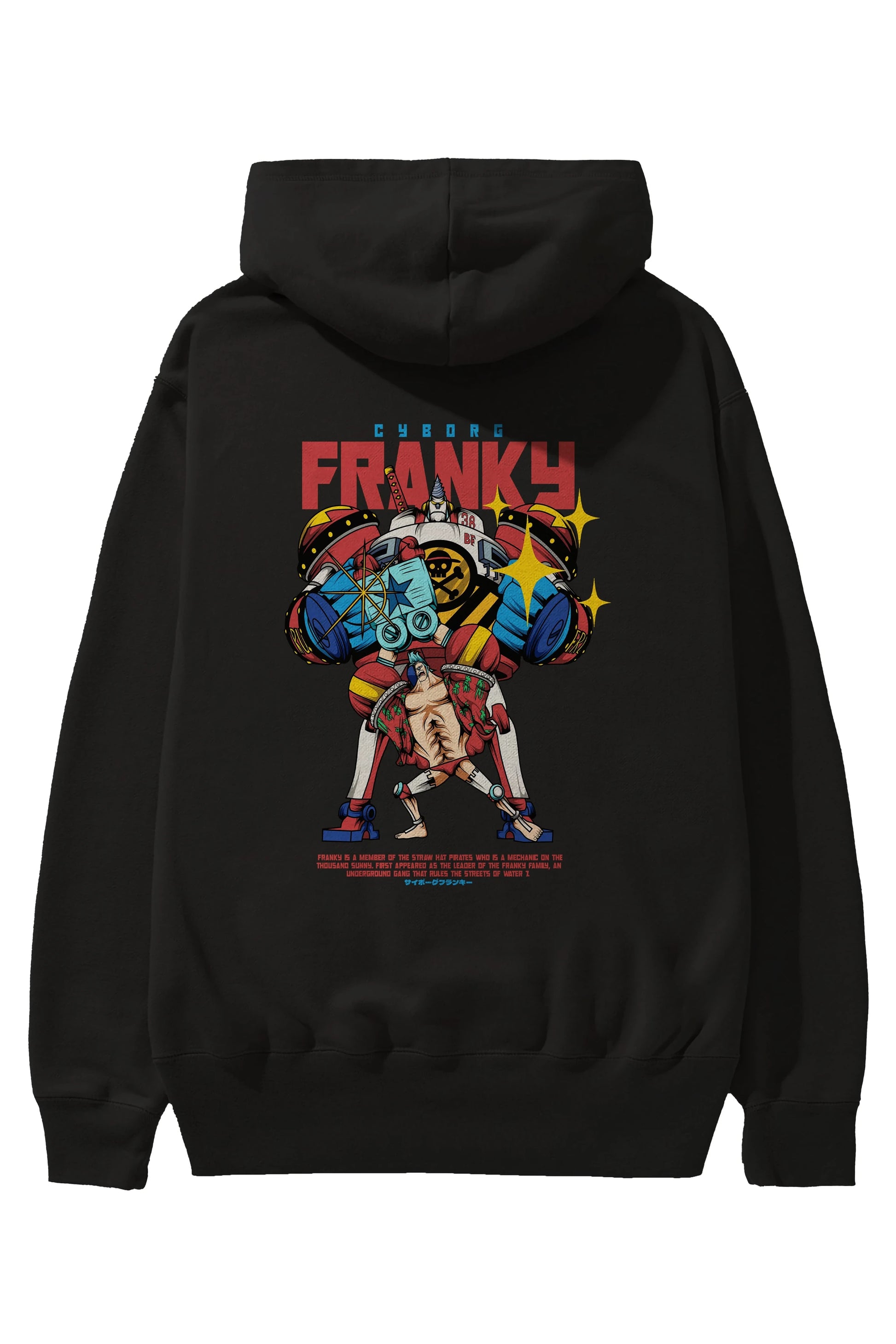 Cyborg Franky Anime Arka Baskılı Hoodie Oversize Kapüşonlu Sweatshirt Erkek Kadın Unisex