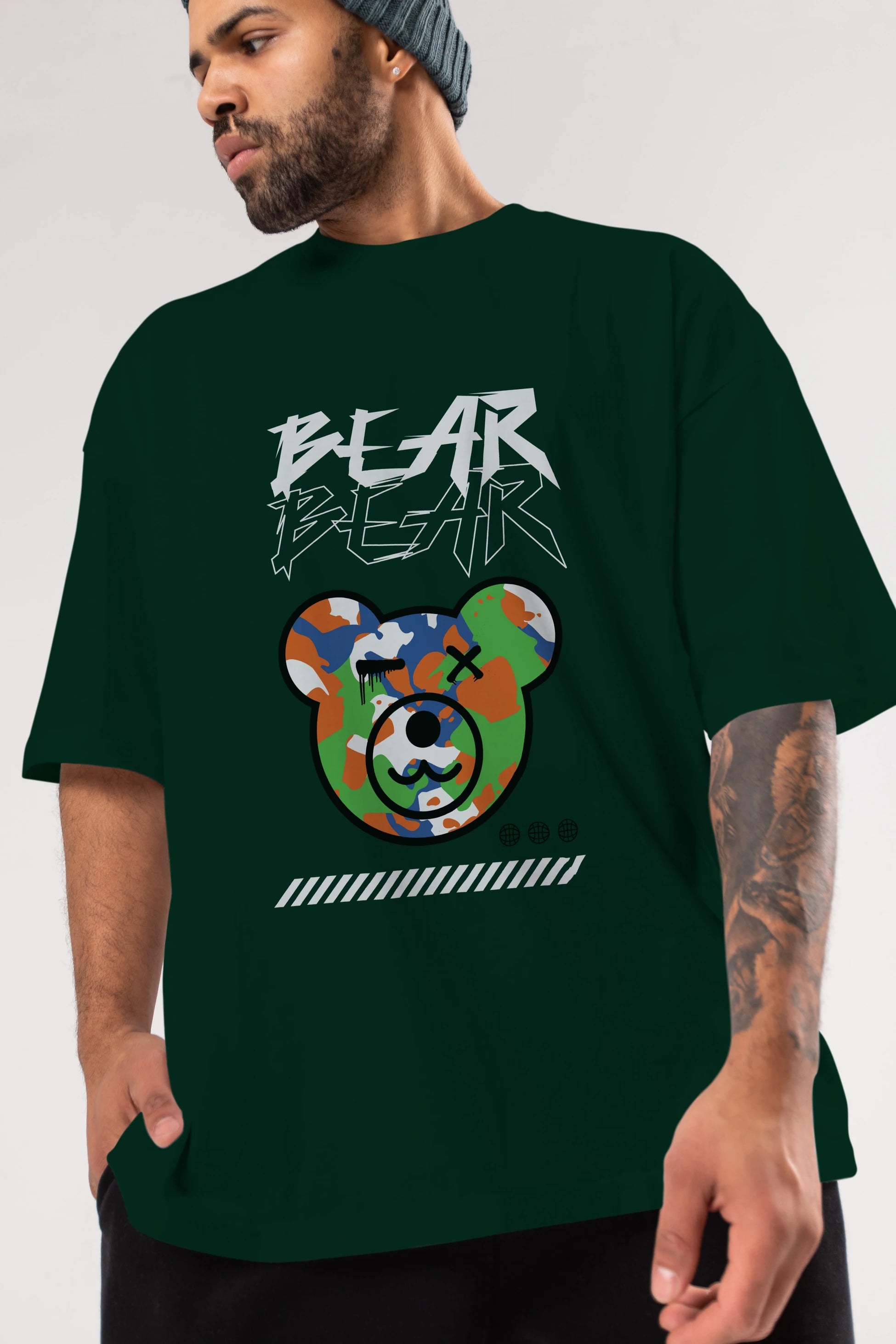 Bear Bear Ön Baskılı Oversize t-shirt Erkek Kadın Unisex