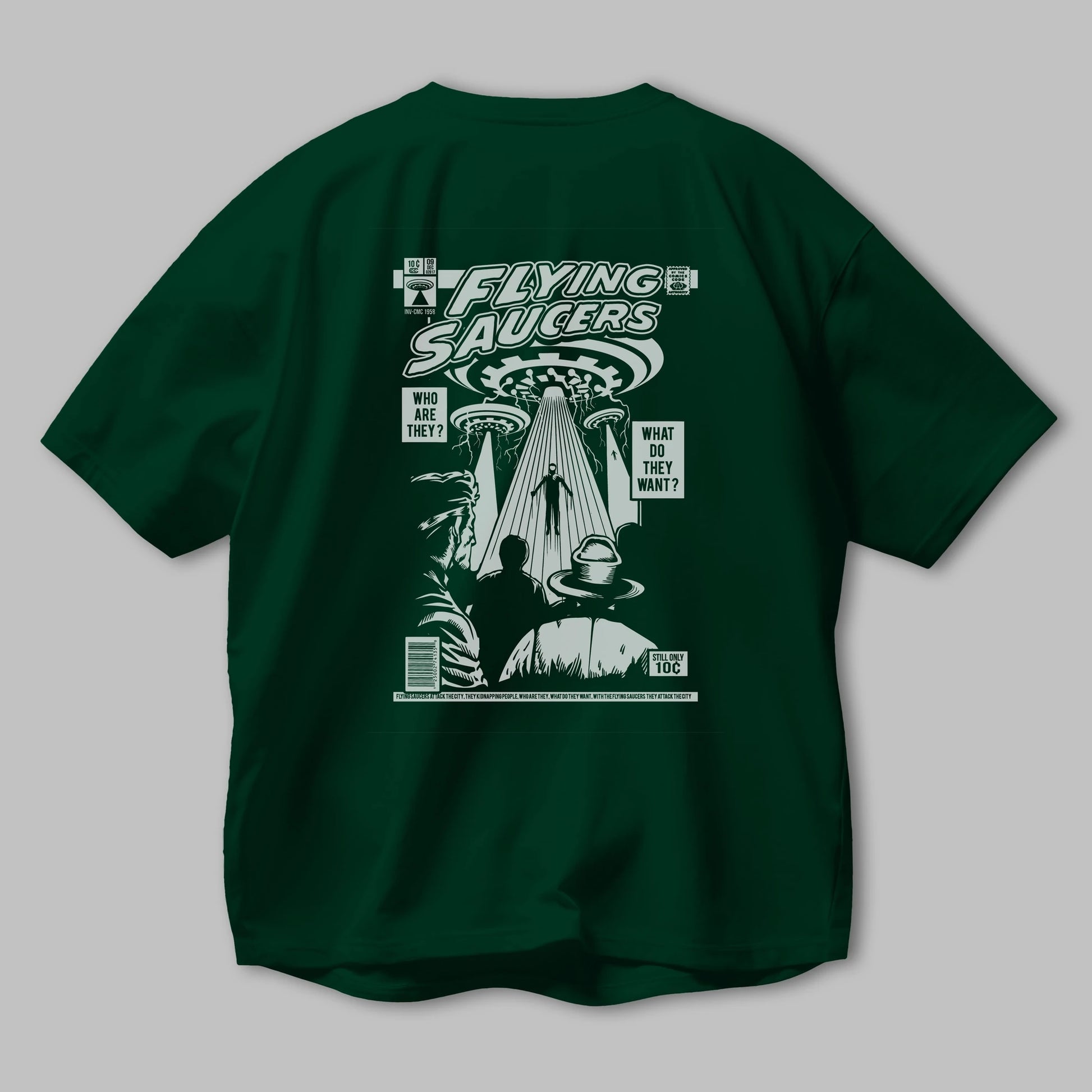 UFO Arka Baskılı Oversize t-shirt Erkek Kadın Unisex %100 Pamuk