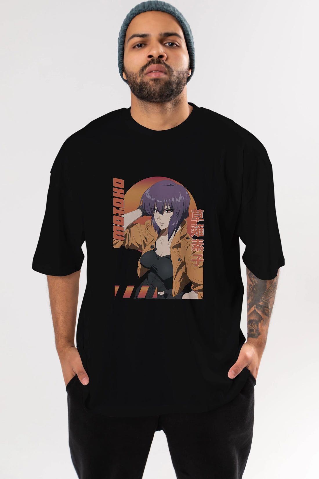 Motoko Kusanagi 9 Anime Ön Baskılı Oversize t-shirt %100 pamuk Erkek Kadın Unisex