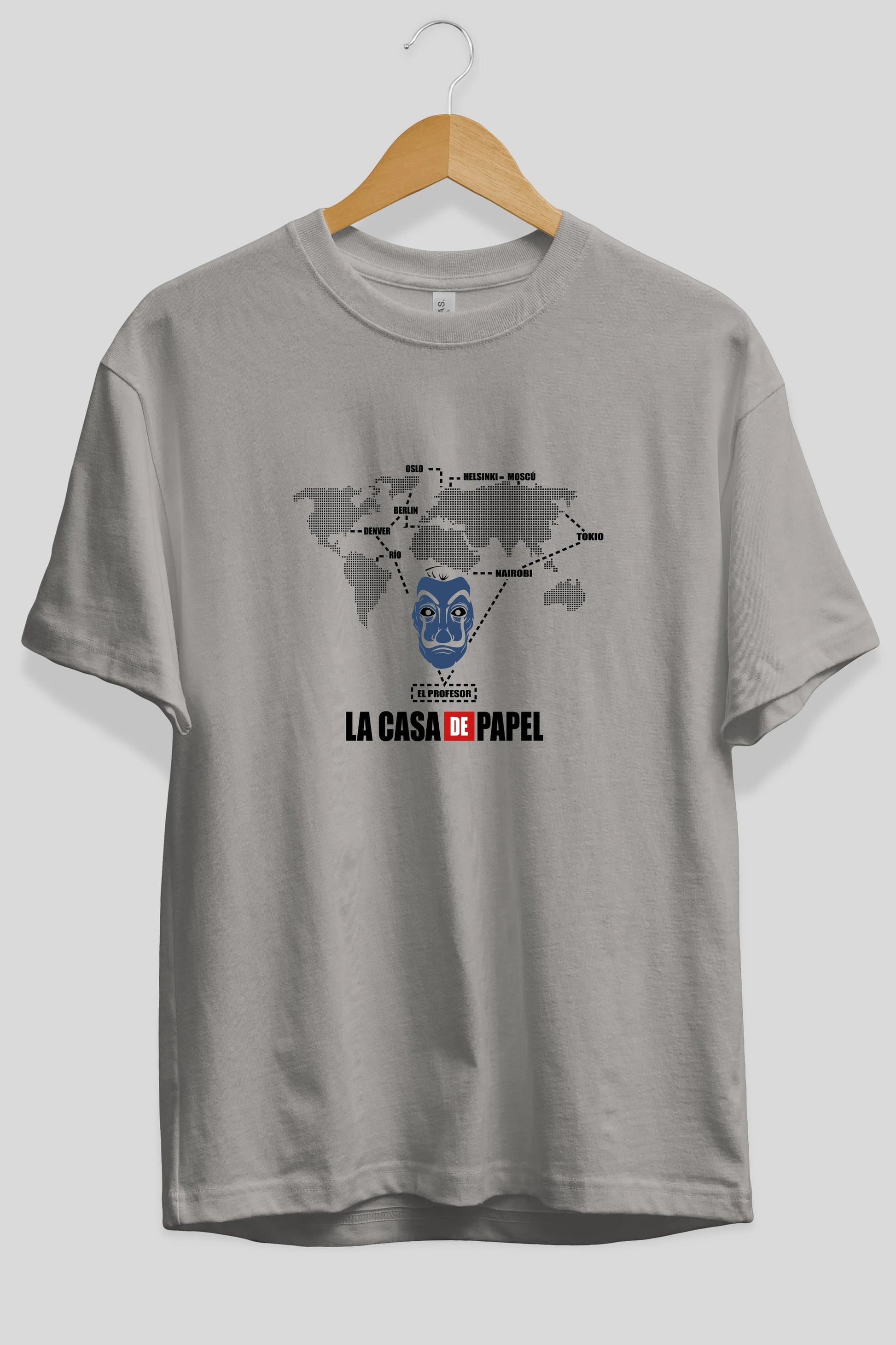 La Casa De Papel Ön Baskılı Oversize t-shirt Erkek Kadın Unisex %100 Pamuk Bisiklet Yaka tişort