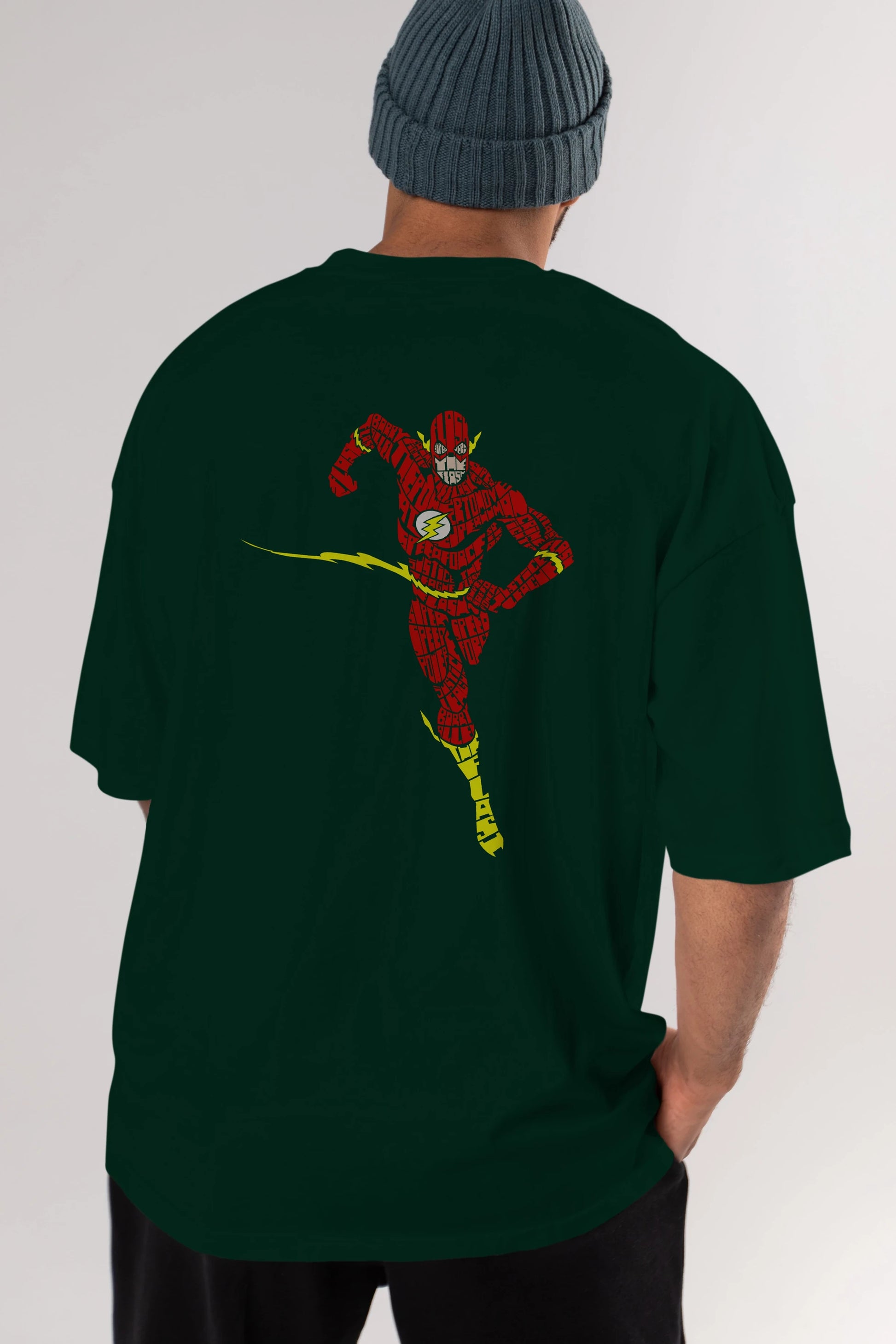 The Flash Arka Baskılı Oversize t-shirt %100 pamuk Erkek Kadın Unisex