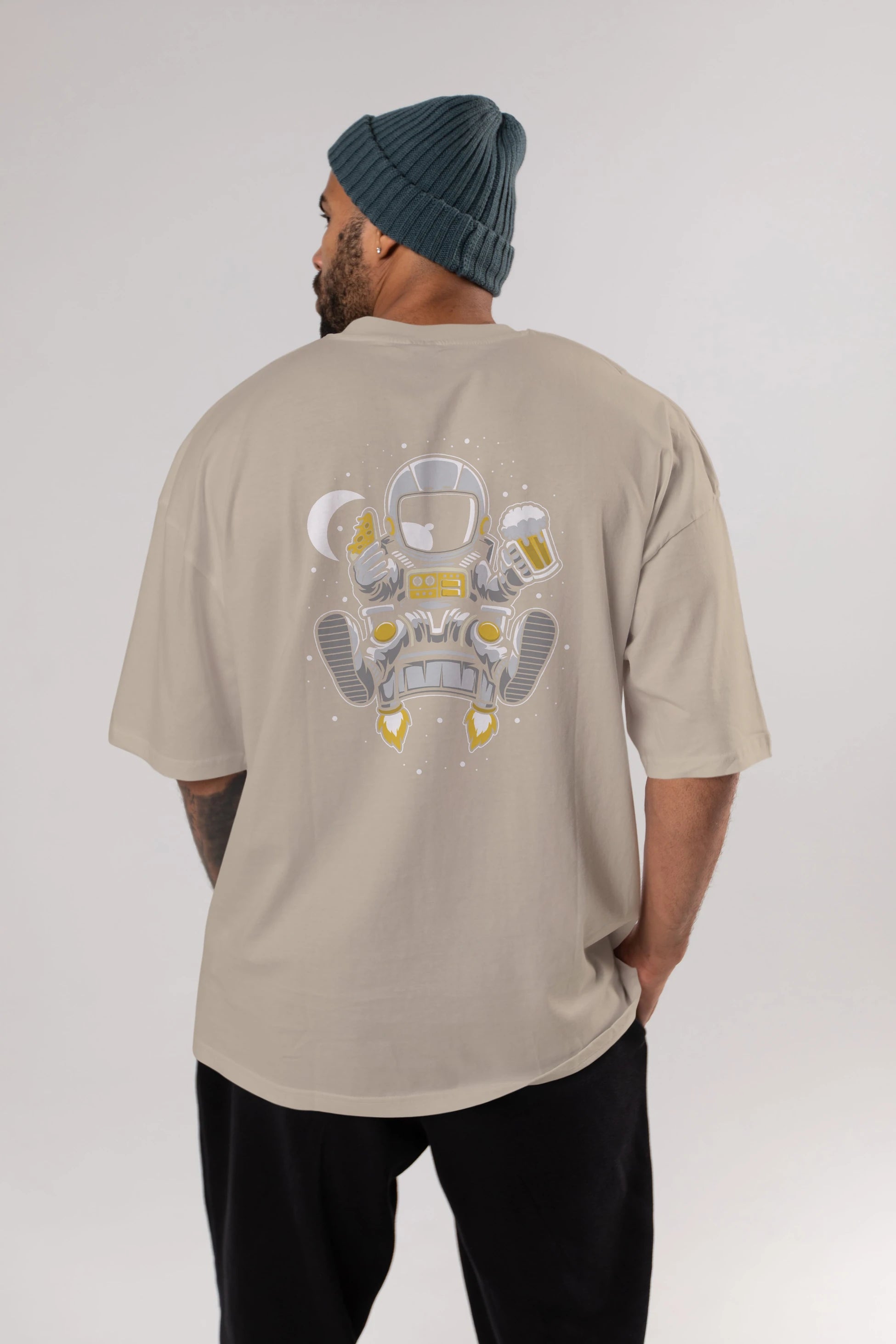 Astronaut Relax (2) Arka Baskılı Oversize t-shirt Erkek Kadın Unisex