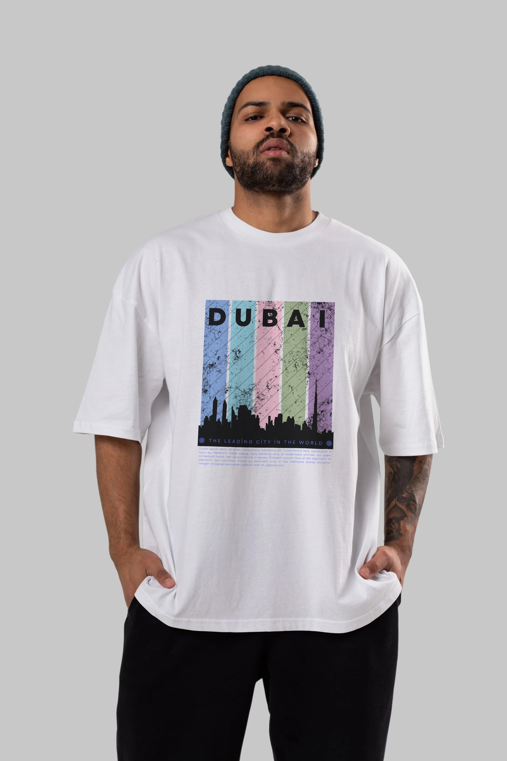 Dubai Yazılı Ön Baskılı Oversize t-shirt Erkek Kadın Unisex
