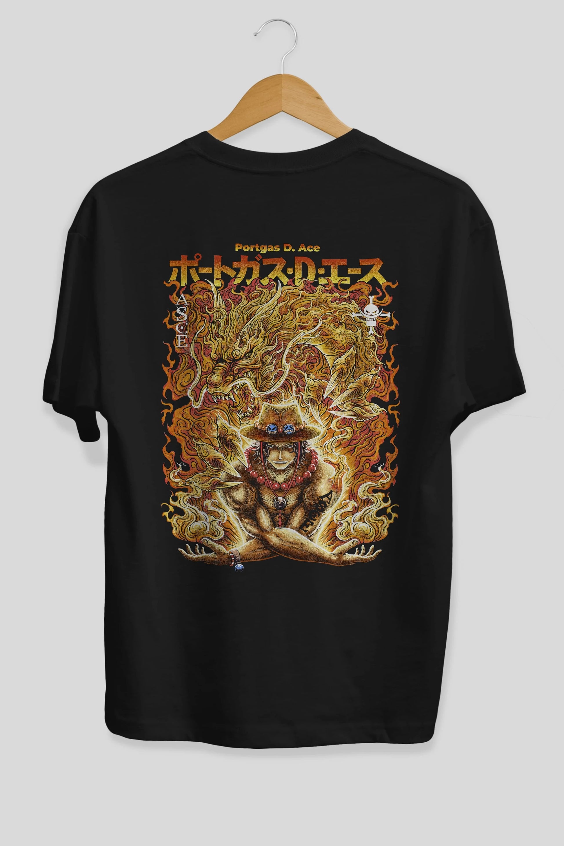PORTGAS D. ACE Anime Arka Baskılı Oversize t-shirt Erkek Kadın Unisex