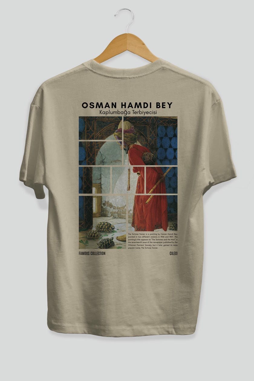 Osman Hamdi Bey Arka Baskılı Oversize t-shirt Erkek Kadın Bisiklet Yaka Pamuk tişort