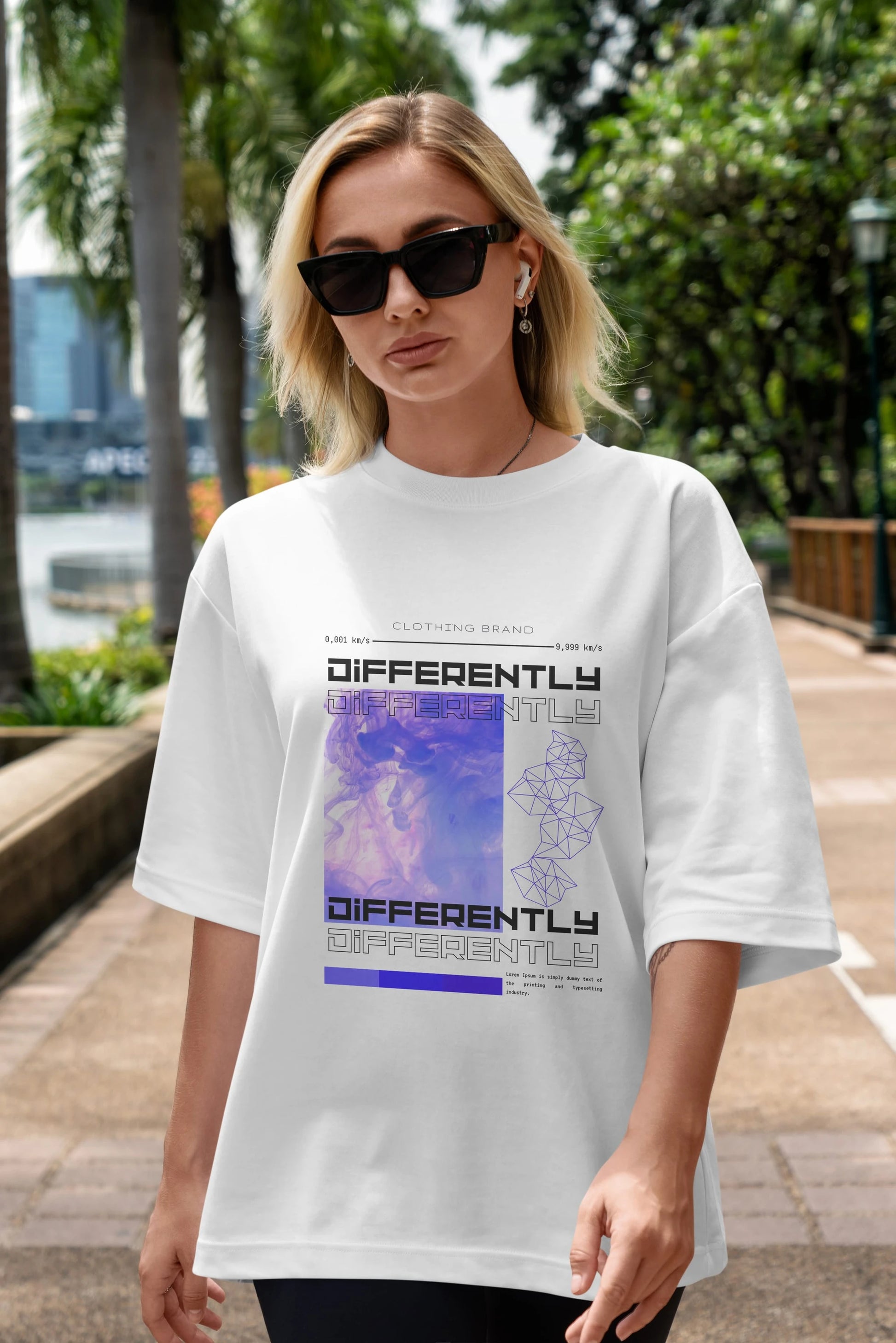 Differently Yazılı Ön Baskılı Oversize t-shirt Erkek Kadın Unisex