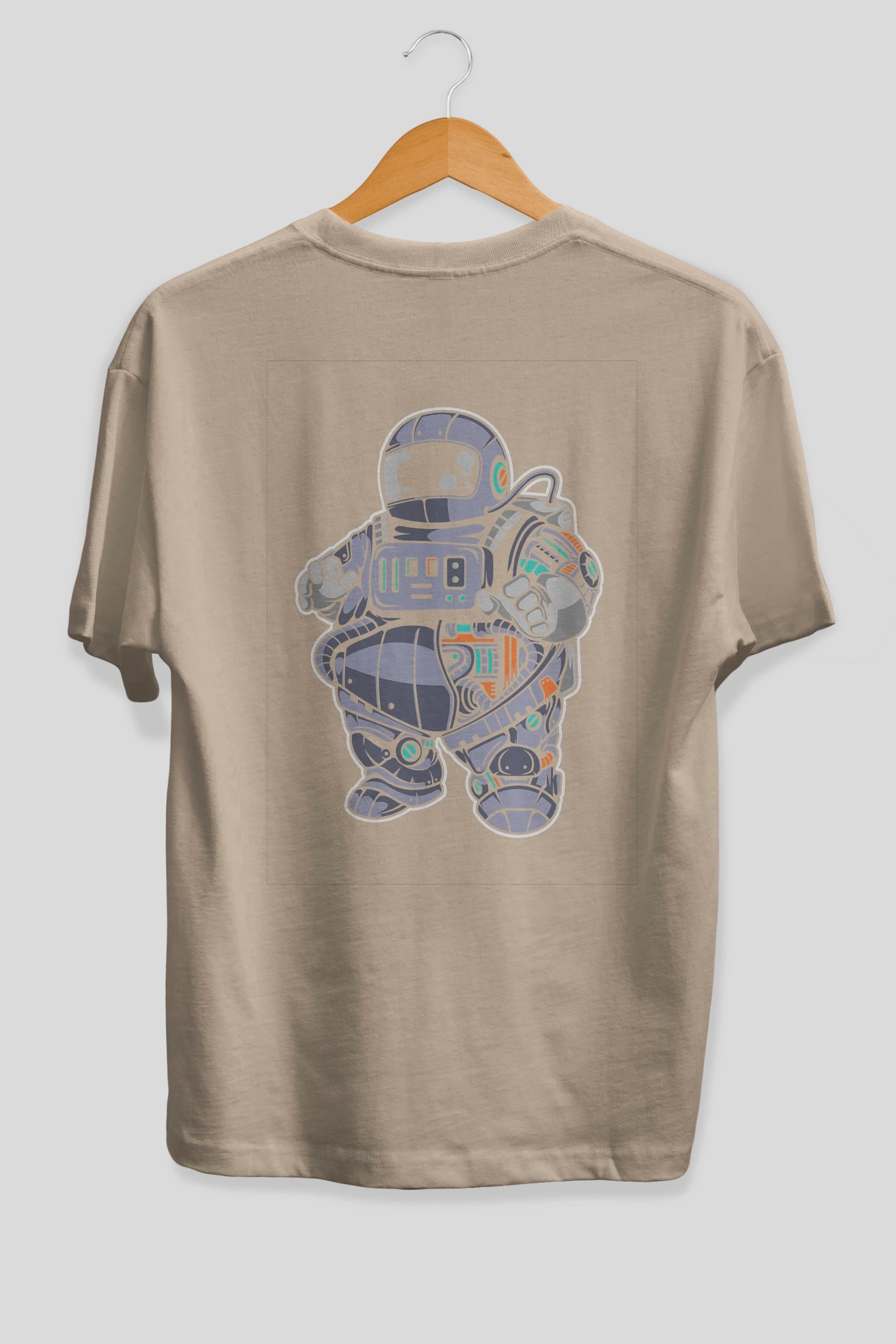 Fat Astronaut Robot Arka Baskılı Oversize t-shirt Erkek Kadın Unisex