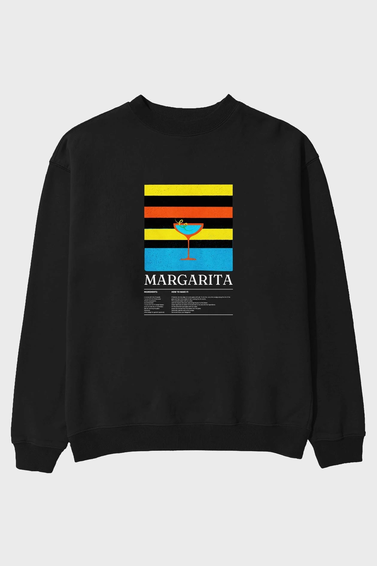 Margarita ön Baskılı Oversize Sweatshirt Erkek Kadın Unisex