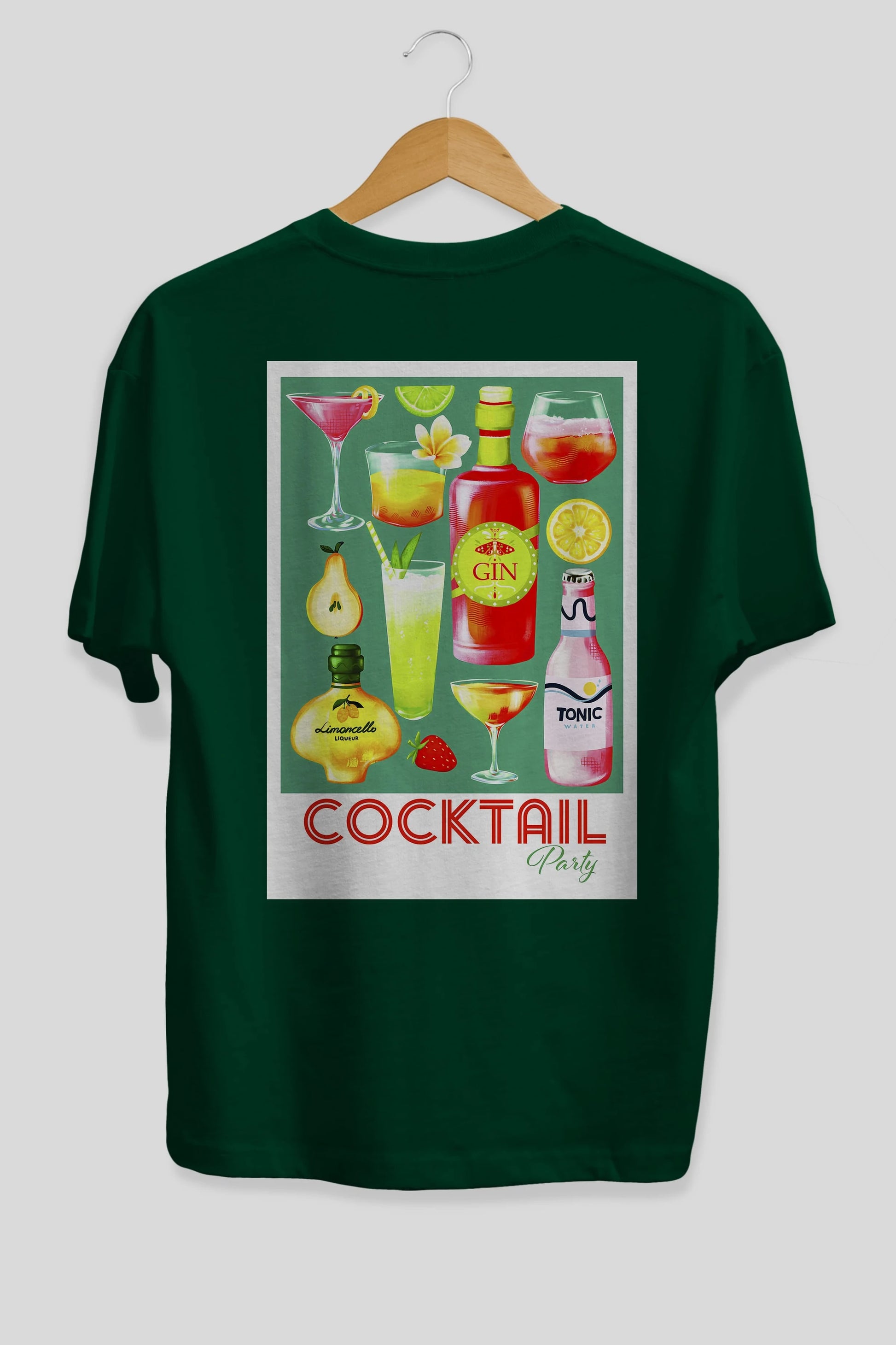 Cocktail Party 2 Arka Baskılı Oversize t-shirt Erkek Kadın Unisex %100 Pamuk Bisiklet Yaka tişort