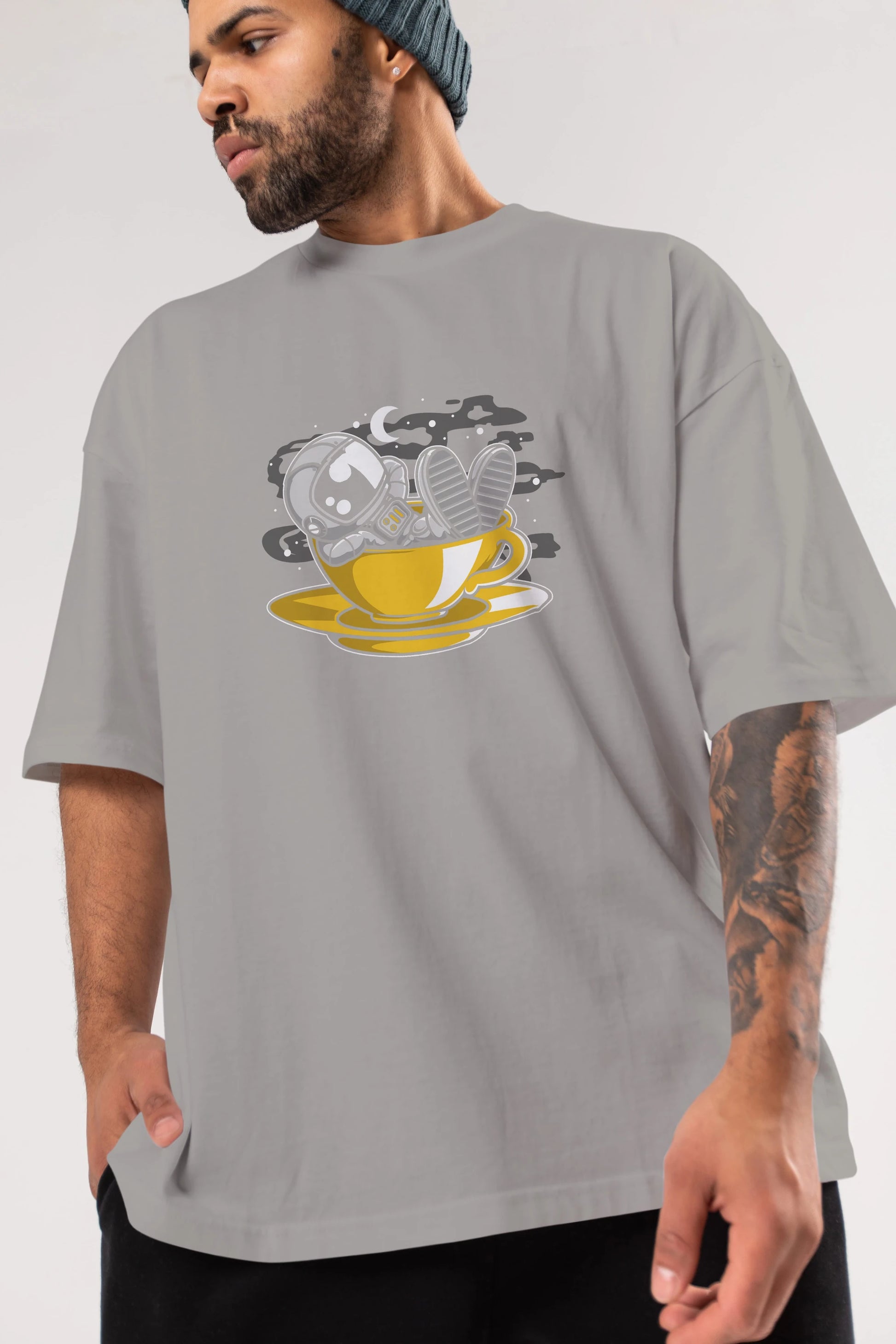 Astronaut Relax Ön Baskılı Oversize t-shirt Erkek Kadın Unisex