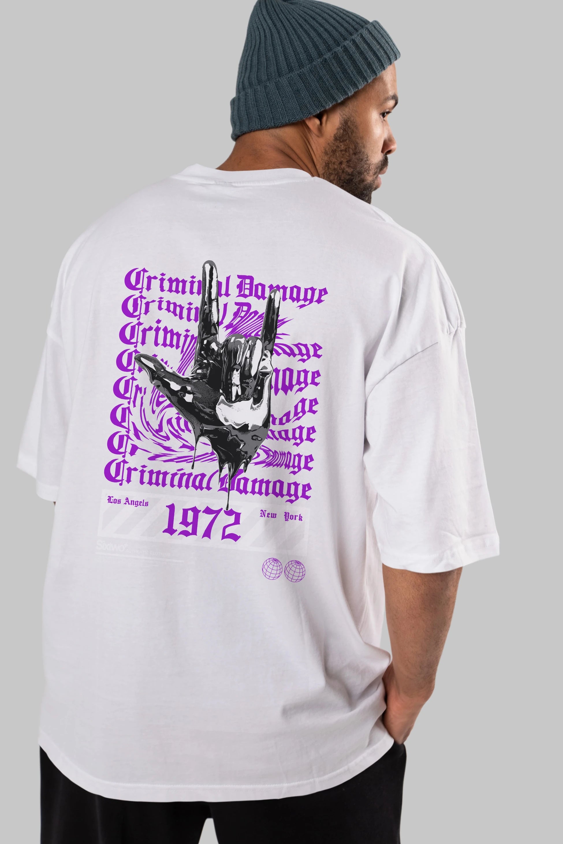 Criminal Damage 2 Arka Baskılı Oversize t-shirt Erkek Kadın Unisex
