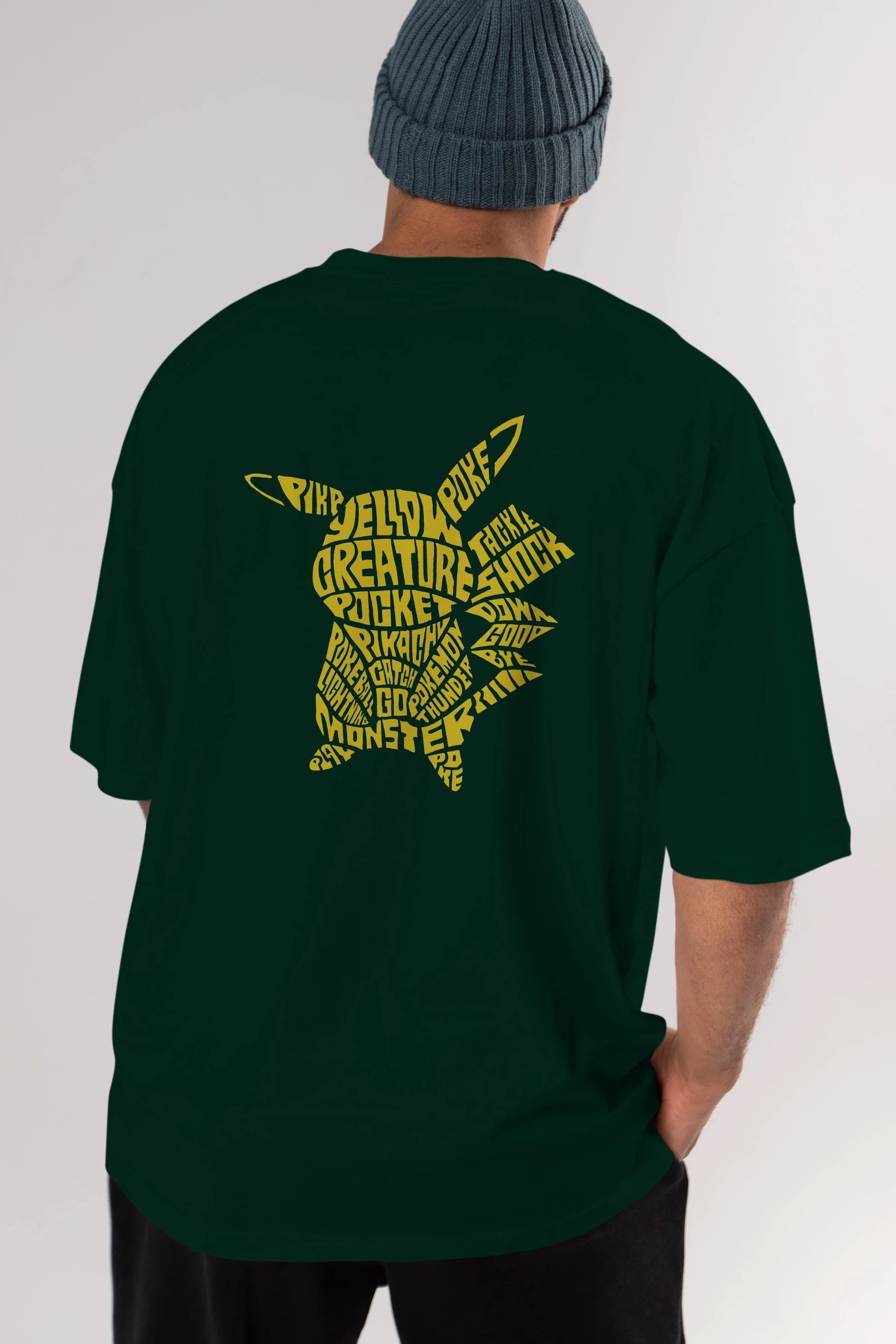 Pocket Monster Arka Baskılı Oversize t-shirt %100 pamuk Erkek Kadın Unisex