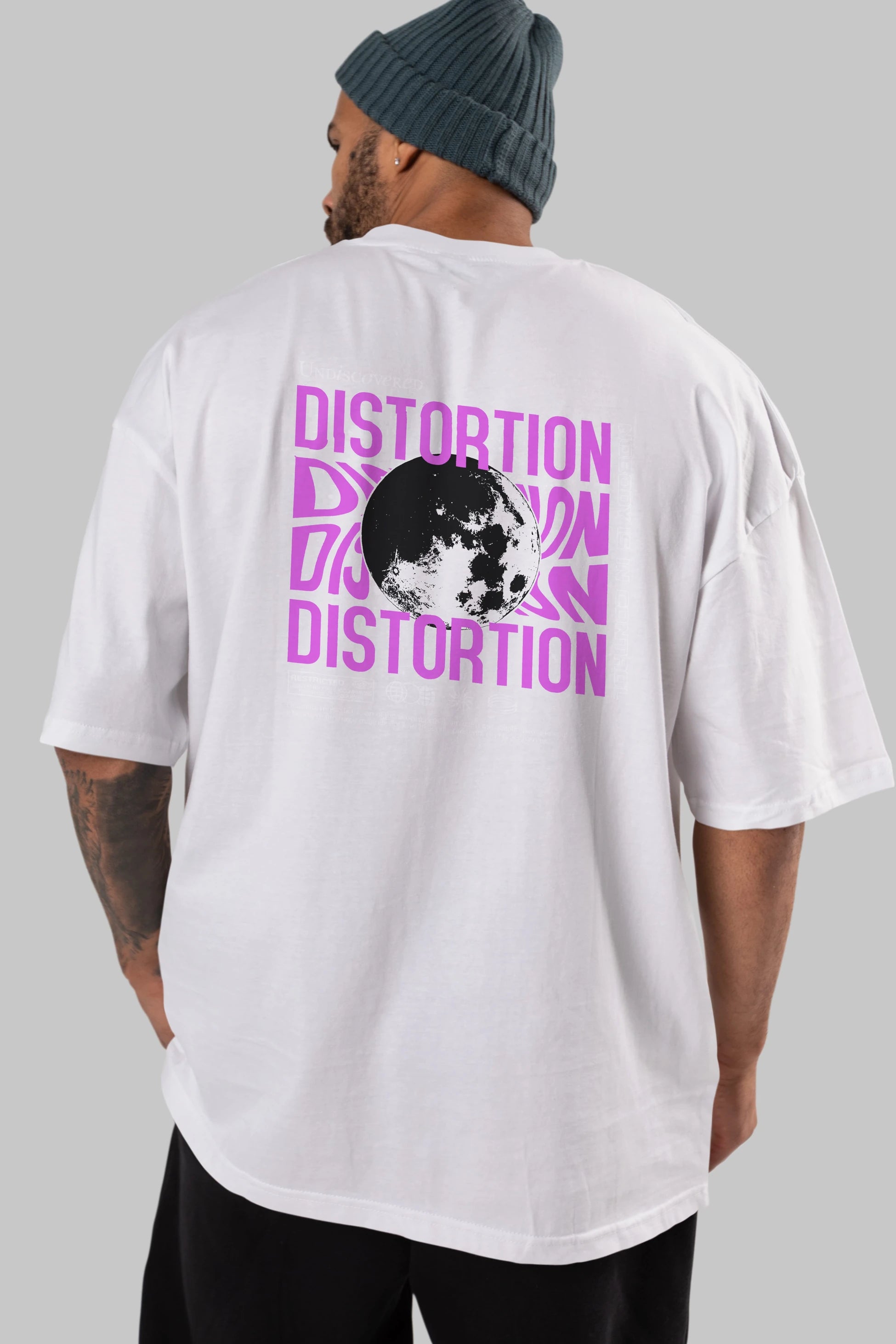Distortion Arka Baskılı Oversize t-shirt Erkek Kadın Unisex