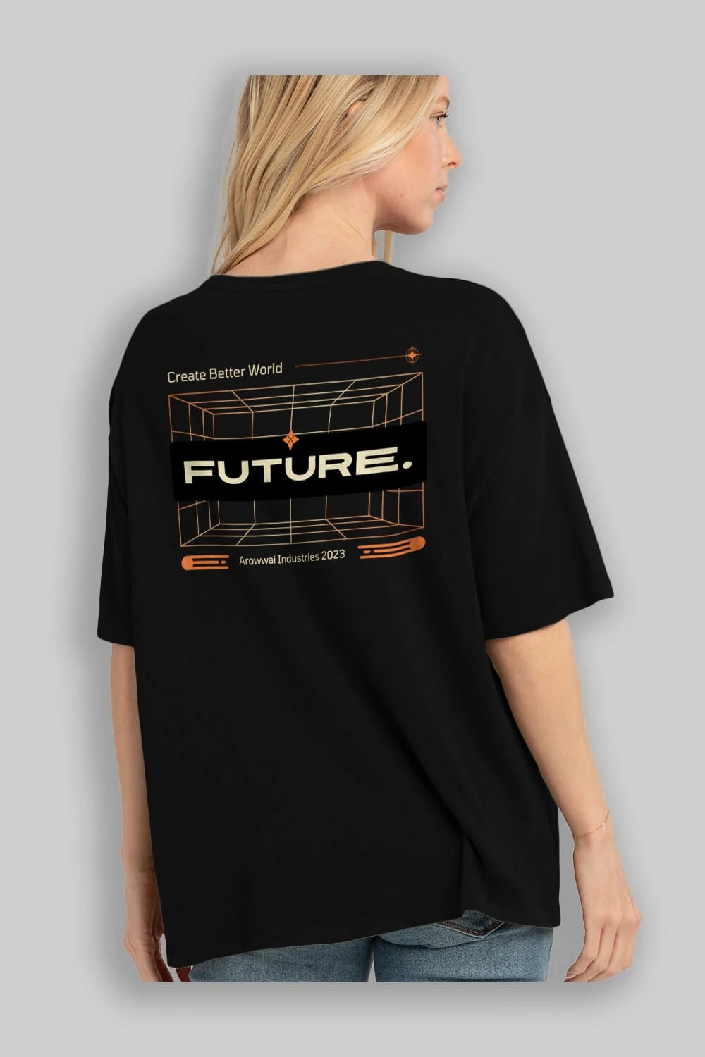 Future Arka Baskılı Oversize t-shirt Erkek Kadın Unisex