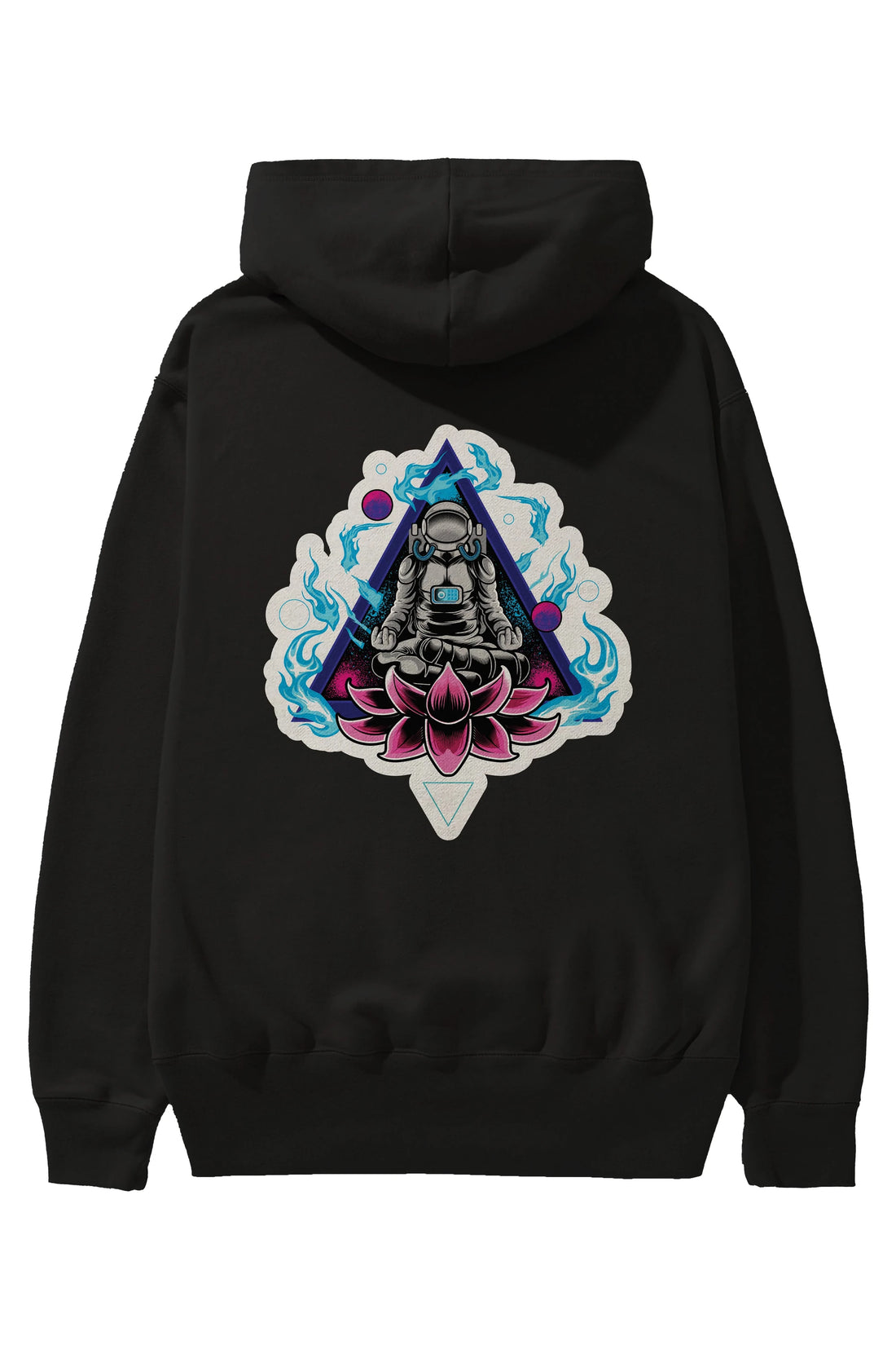 Astronaut Meditation Sticker Arka Baskılı Hoodie Oversize Kapüşonlu Sweatshirt Erkek Kadın Unisex