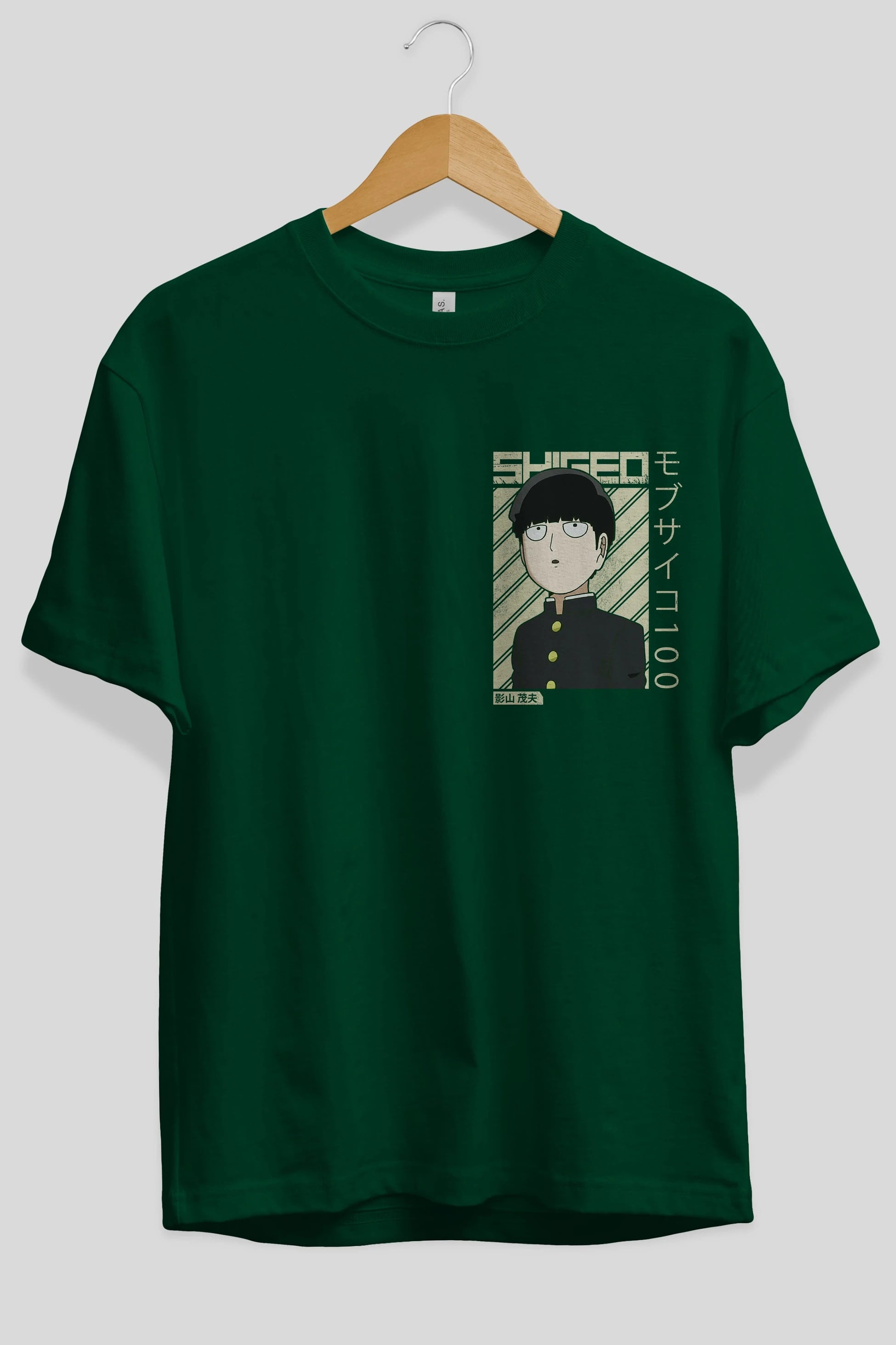 Shigeo Kageyama 2 Ön Sol Baskılı Oversize t-shirt Erkek Kadın Unisex %100 Pamuk Bisiklet Yaka tişort