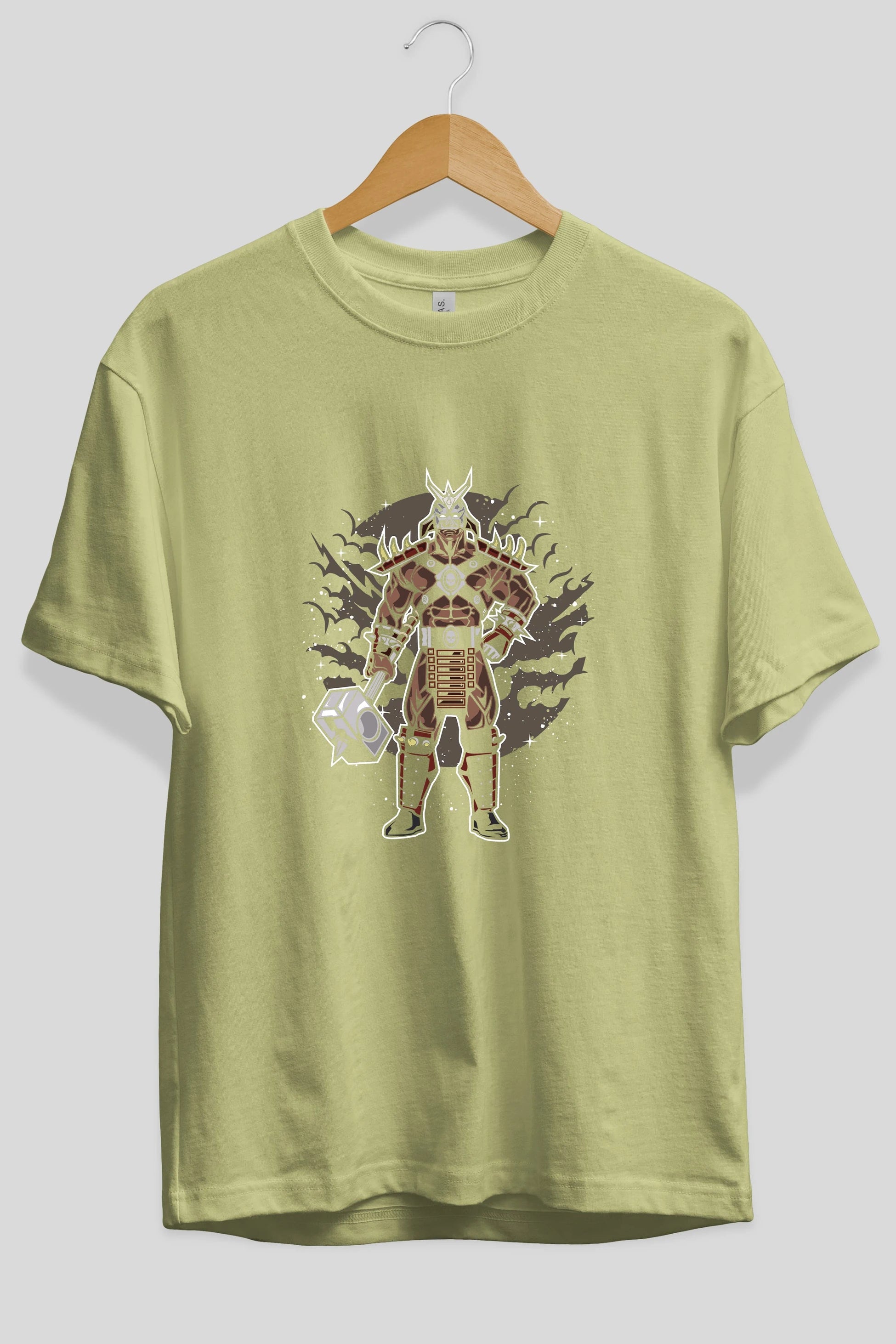 SHOU KHAN Ön Baskılı Oversize t-shirt Erkek Kadın Unisex %100 Pamuk tişort