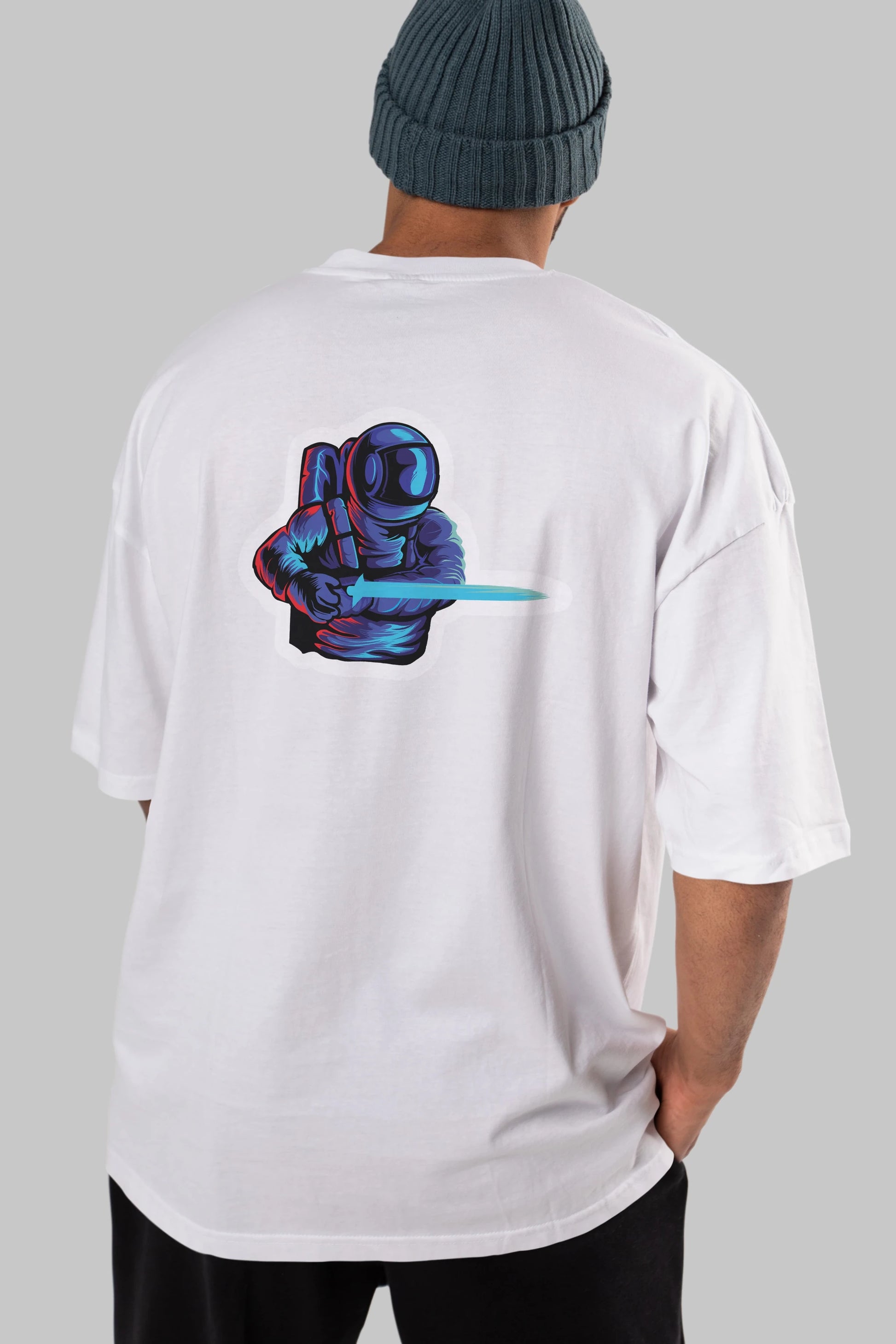 Astro Knight Sticker Arka Baskılı Oversize t-shirt Erkek Kadın Unisex