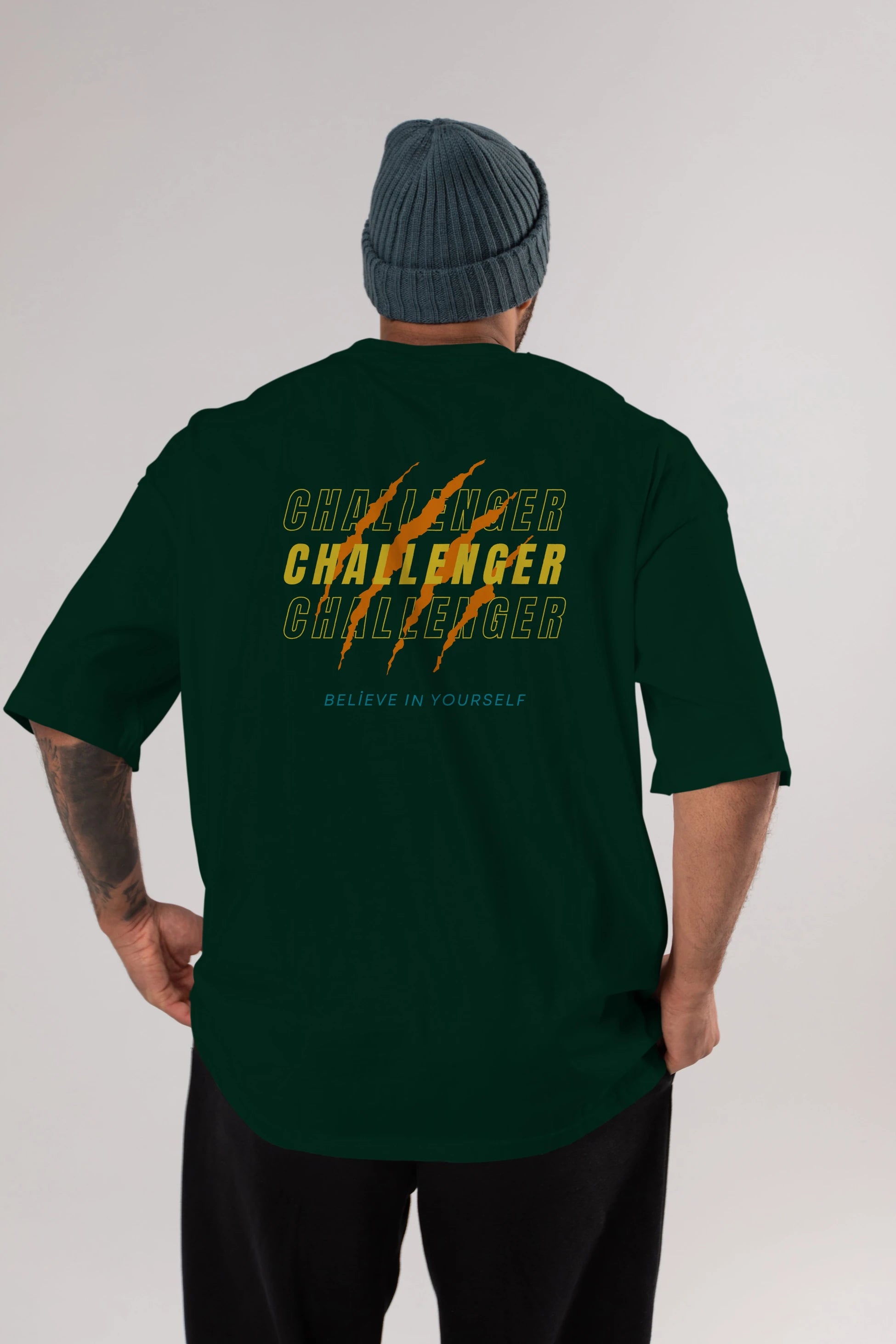 Challenger Yazılı Arka Baskılı Oversize t-shirt Erkek Kadın Unisex