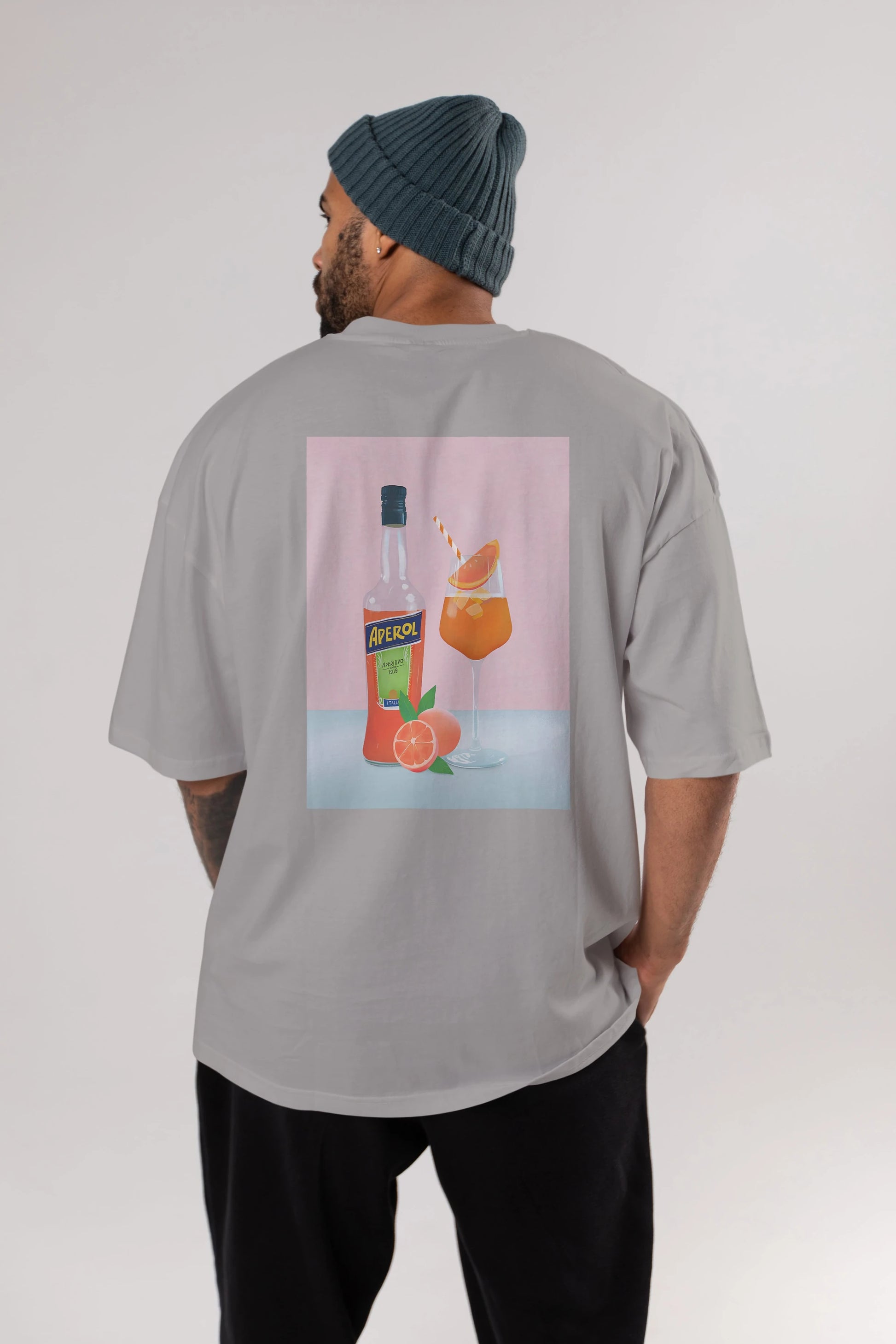 Aperol Spritz 3 Arka Baskılı Oversize t-shirt Erkek Kadın Unisex %100 Pamuk Bisiklet Yaka tişort