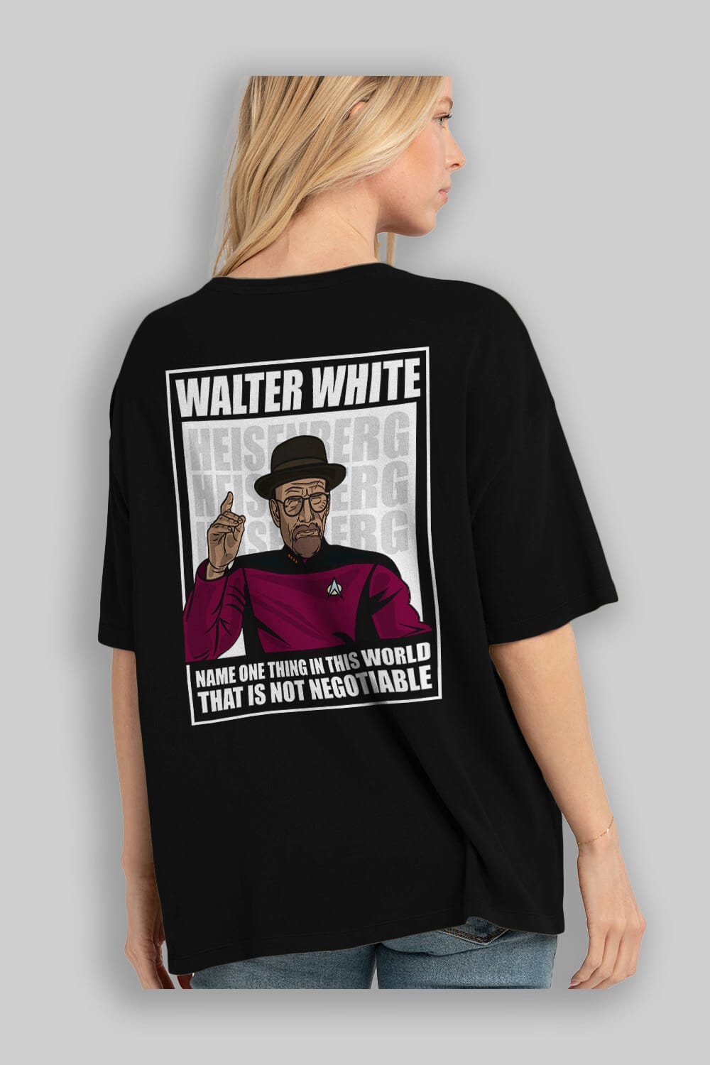 Captain Pixard Heisenberg Arka Baskılı Oversize t-shirt Erkek Kadın Unisex %100 Pamuk tişort