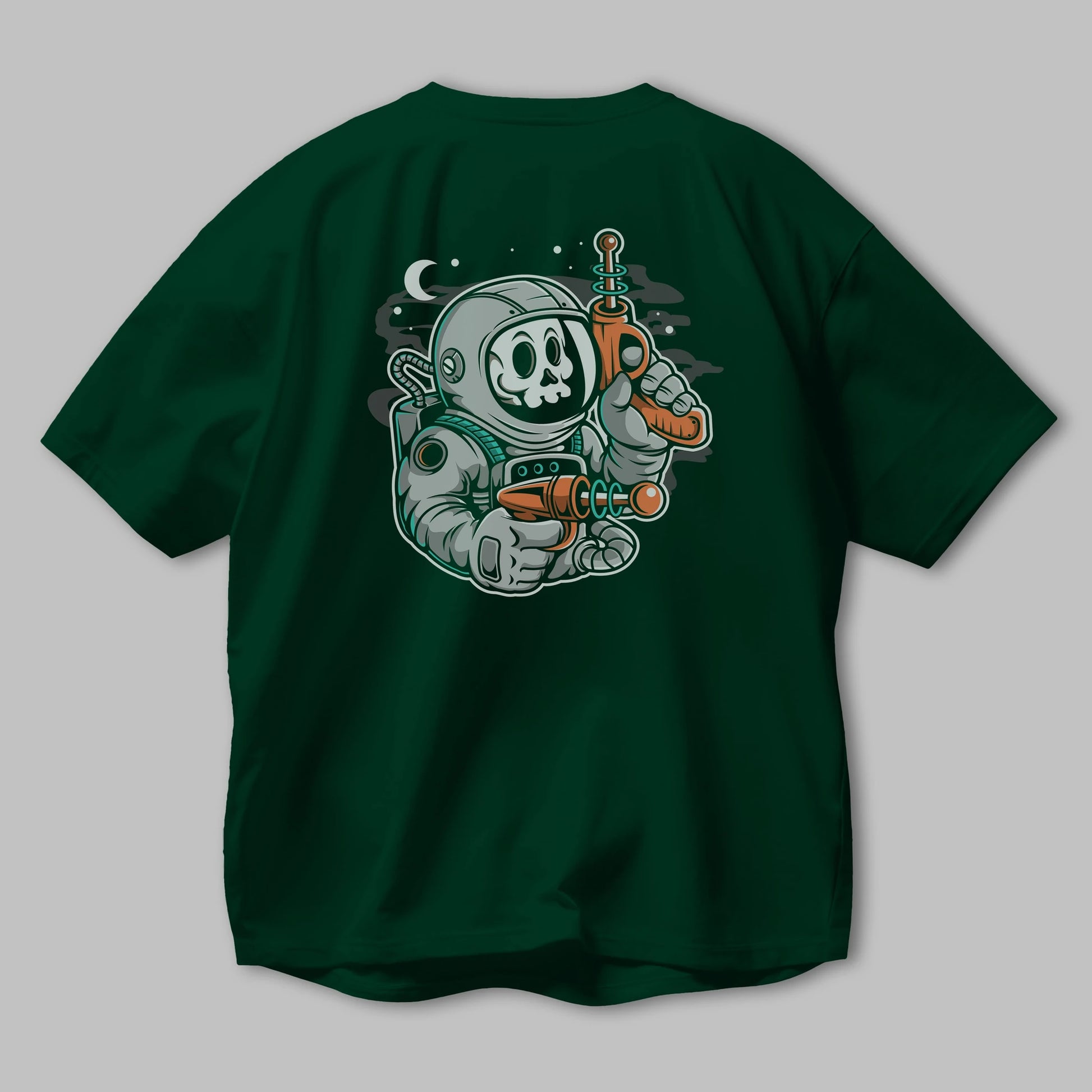 Astronaut Ray Gun Arka Baskılı Oversize t-shirt Erkek Kadın Unisex