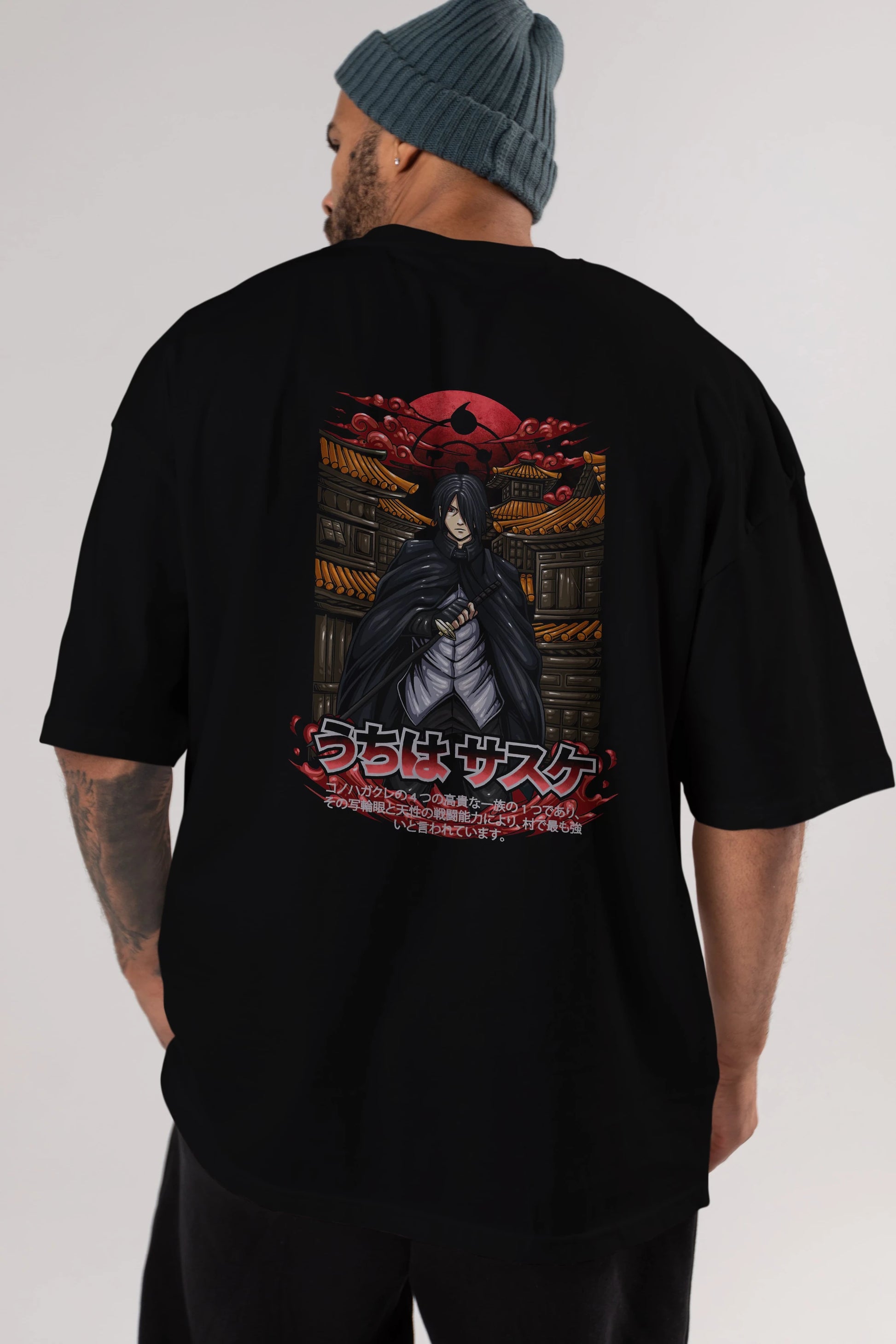 NARUTO SASUKE UCHIHA 1 Anime Arka Baskılı Oversize t-shirt Erkek Kadın Unisex