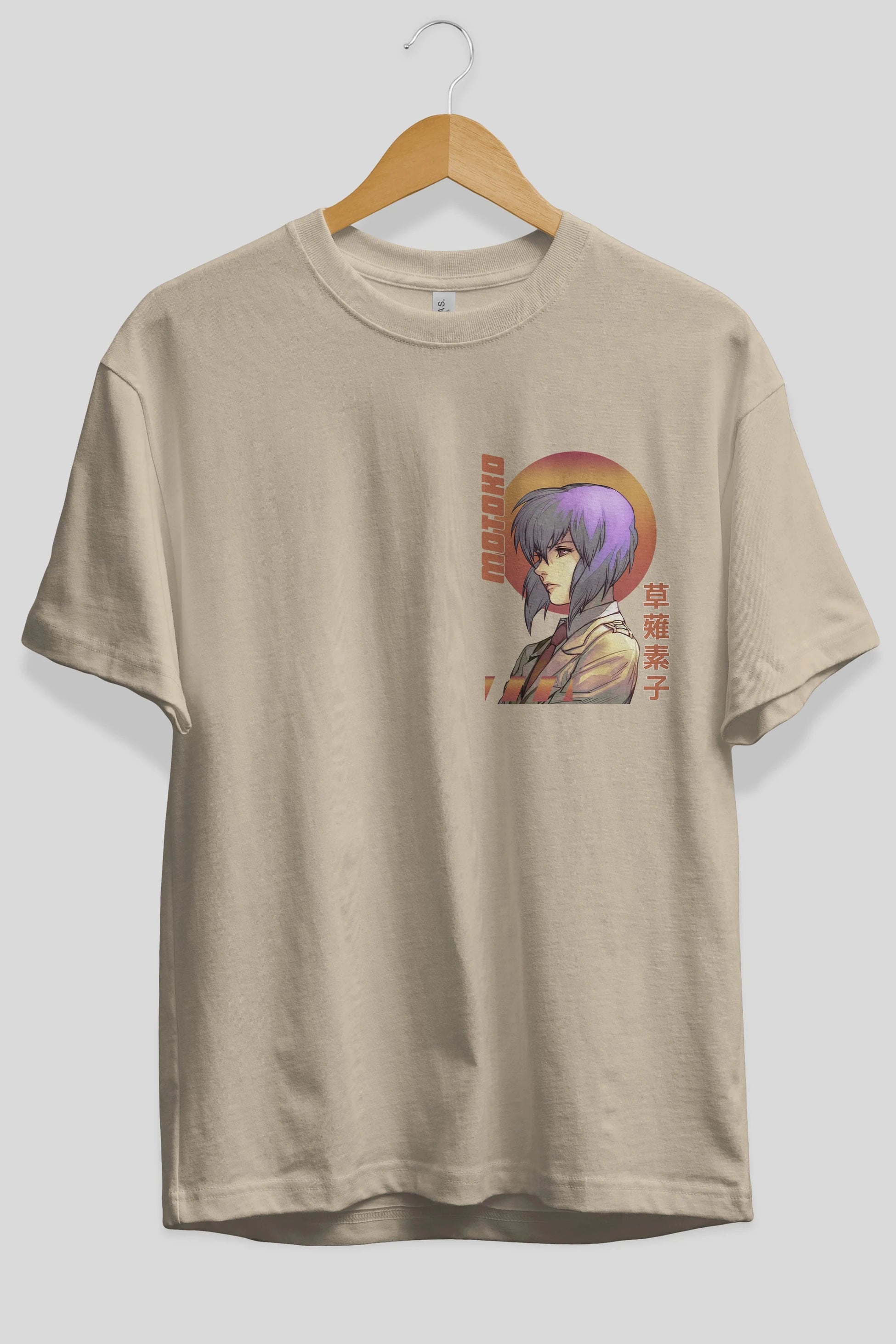 Motoko Kusanagi 10 Ön Sol Baskılı Oversize t-shirt Erkek Kadın Unisex %100 Pamuk Bisiklet Yaka tişort