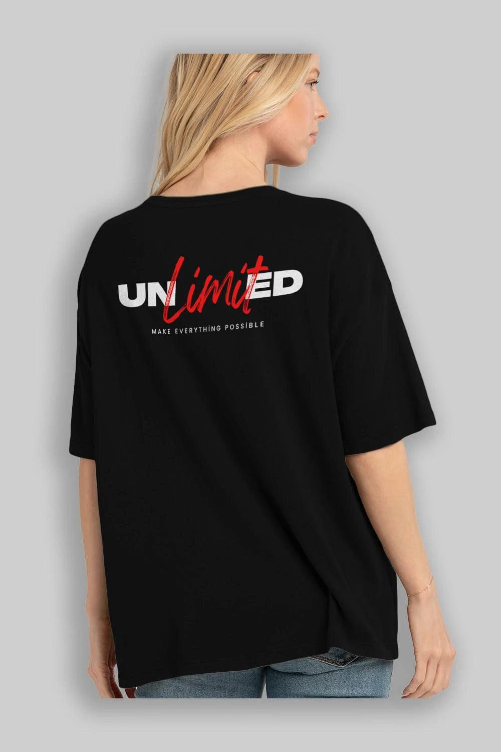 Unlimited Yazılı Arka Baskılı Oversize t-shirt Erkek Kadın Unisex