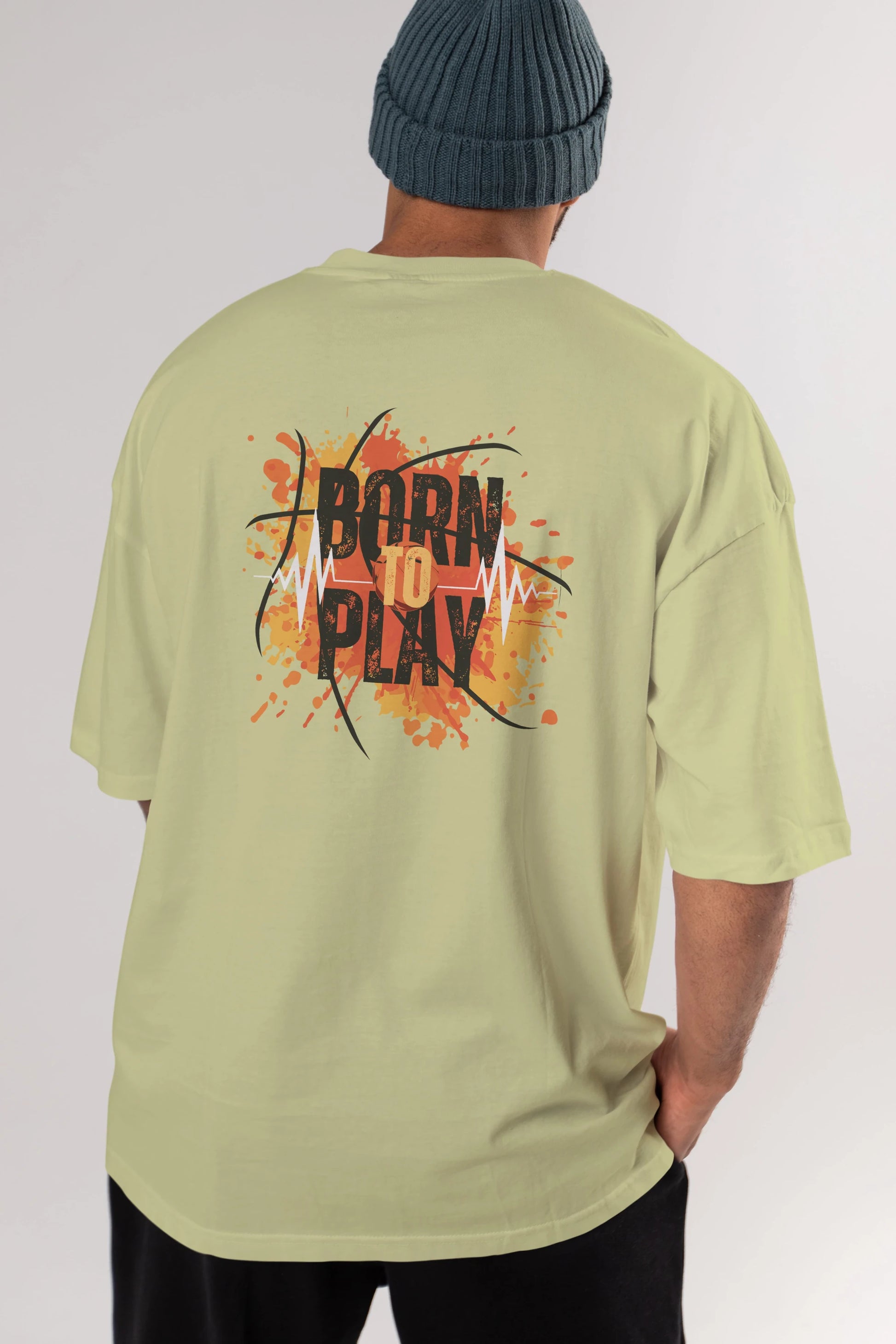 Born to Play Yazılı Arka Baskılı Oversize t-shirt Erkek Kadın Unisex