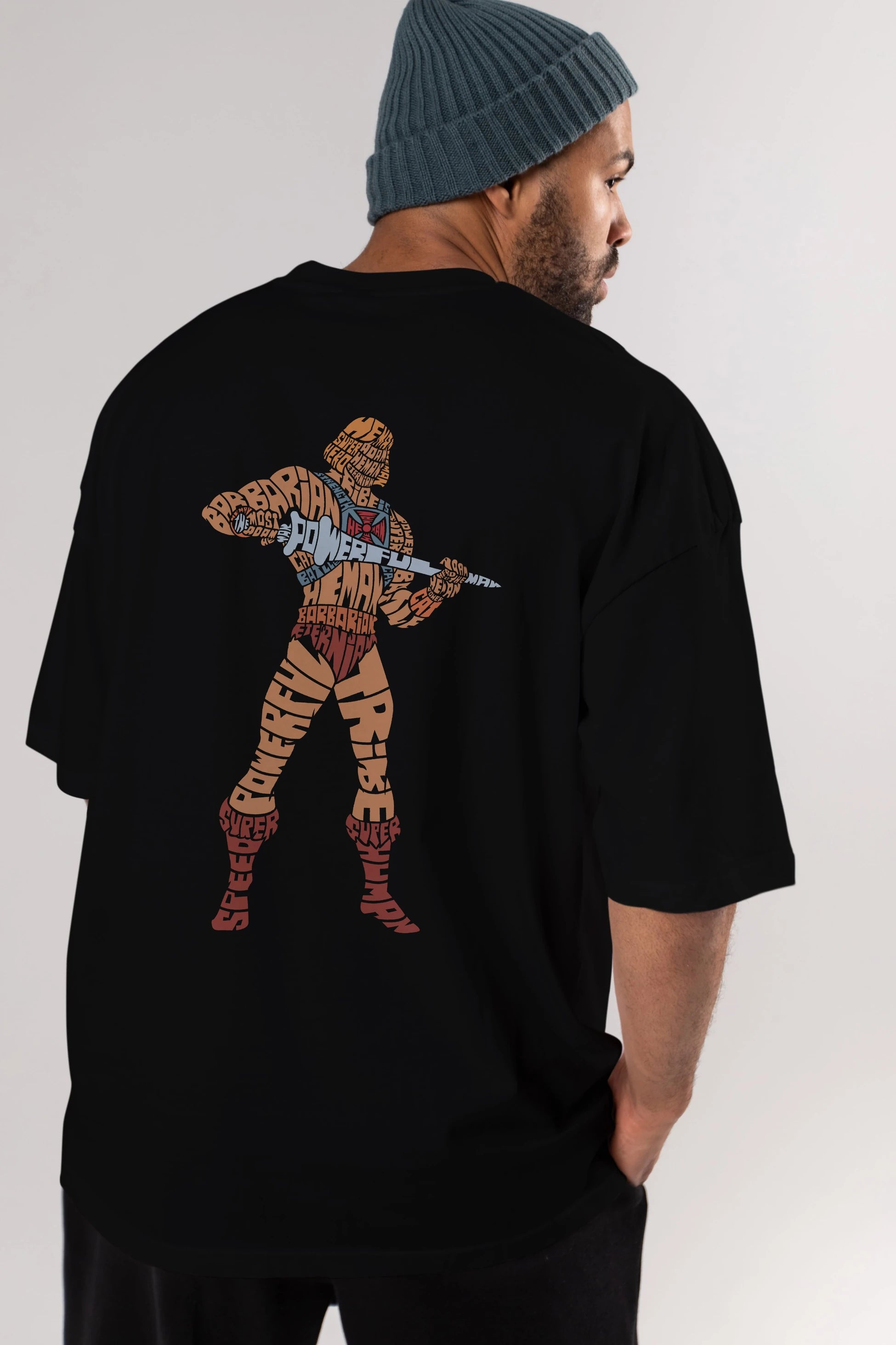 Heman Arka Baskılı Oversize t-shirt %100 pamuk Erkek Kadın Unisex